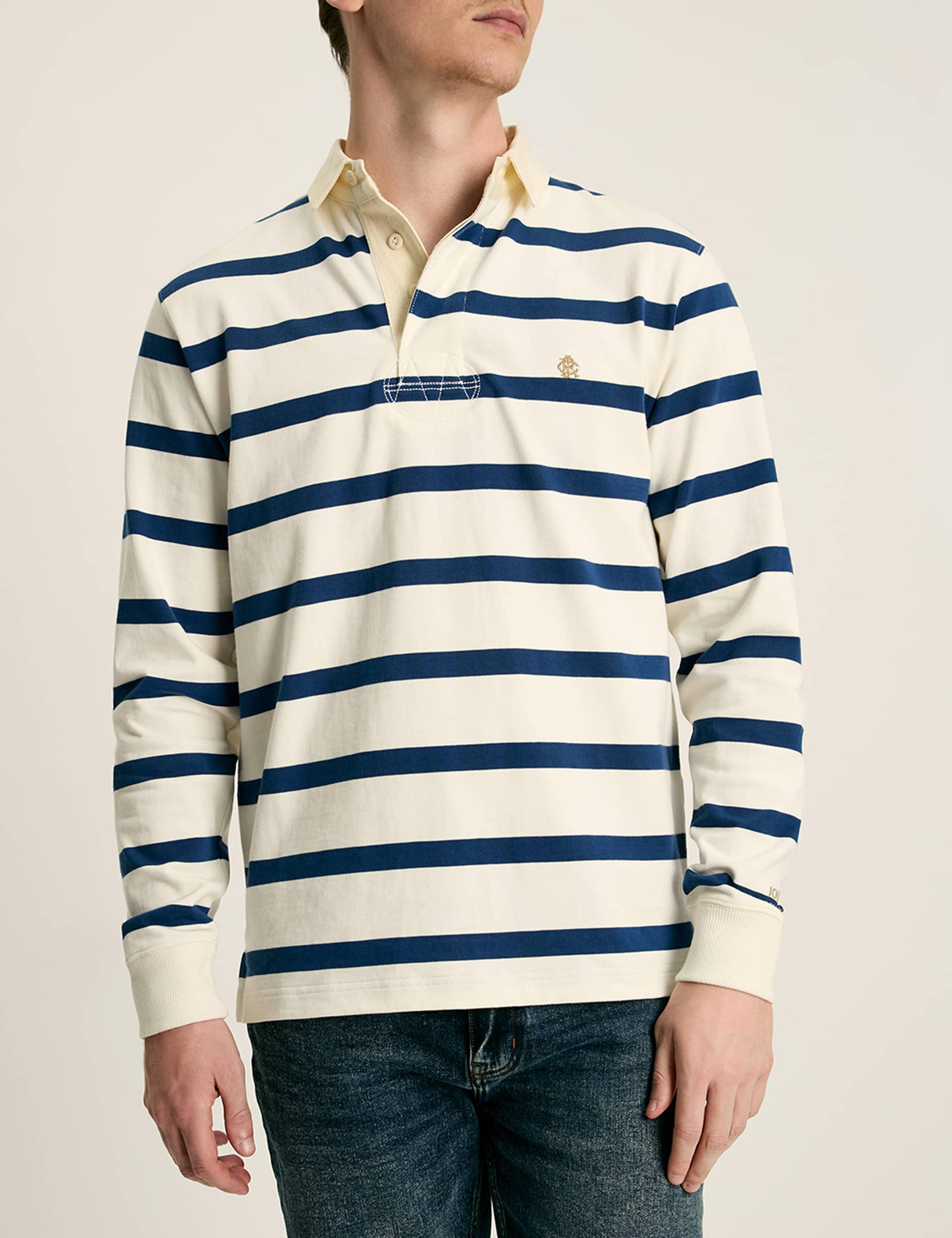 Joules Men's Pure Cotton Striped Rugby Shirt - XXL - Cream Mix, Cream Mix,Multi