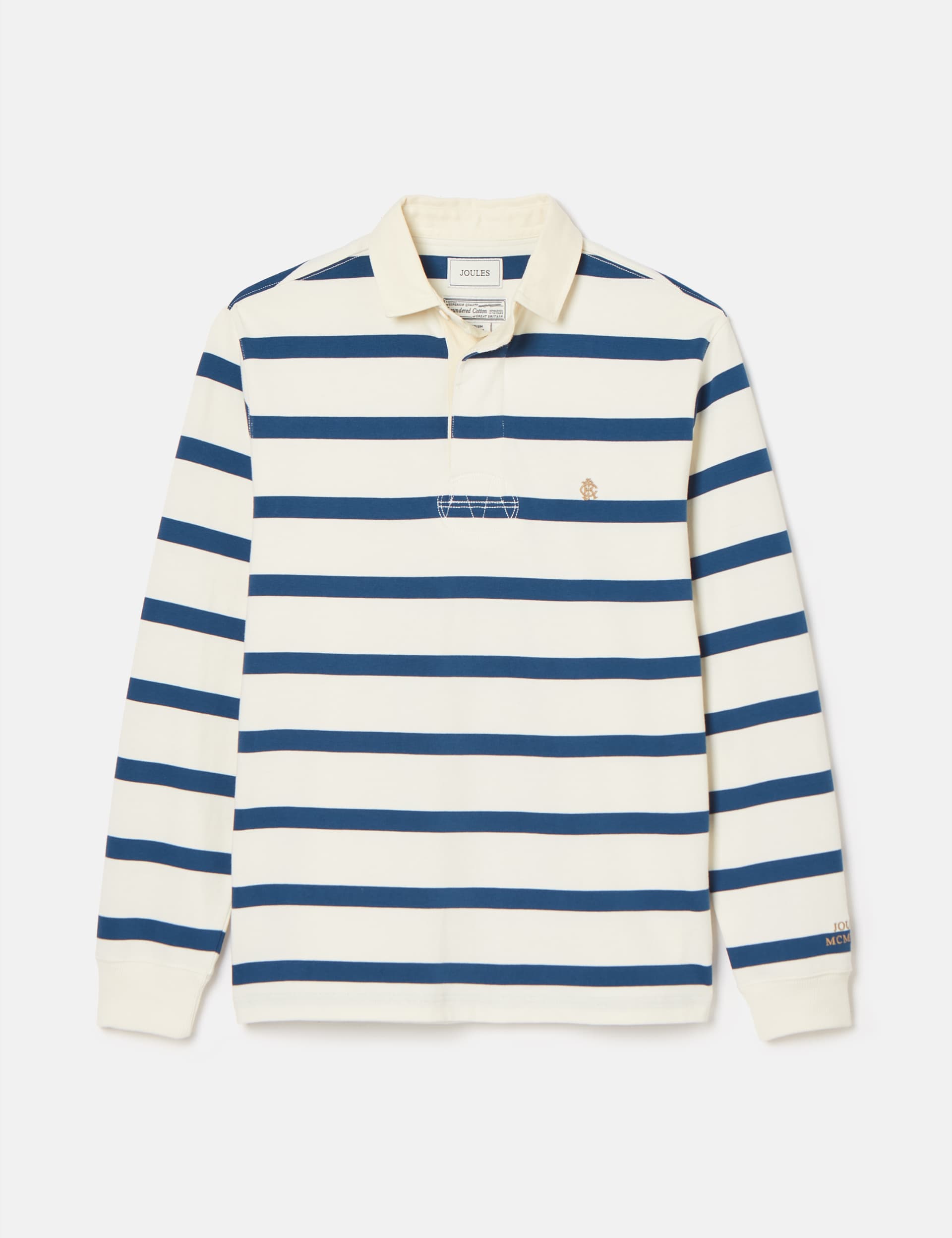 Joules Men's Pure Cotton Striped Rugby Shirt - M - Cream Mix, Cream Mix