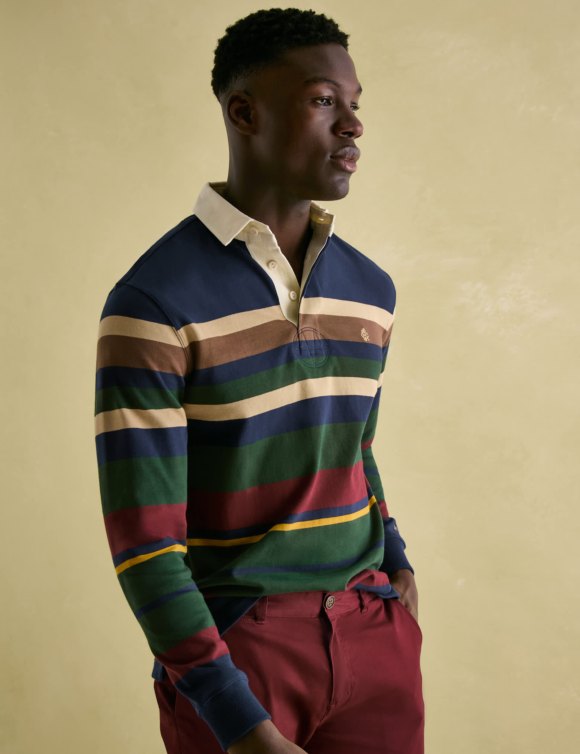 Joules Men's Pure Cotton Striped Rugby Shirt - M - Multi, Multi