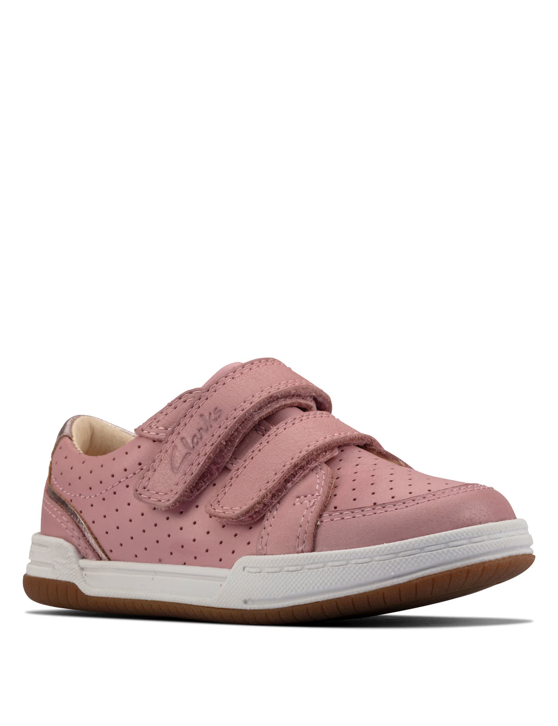 Clarks Girls Baby Leather Riptape Trainers (4 Small- 9.5 Small) - 4SF - Pink, Pink