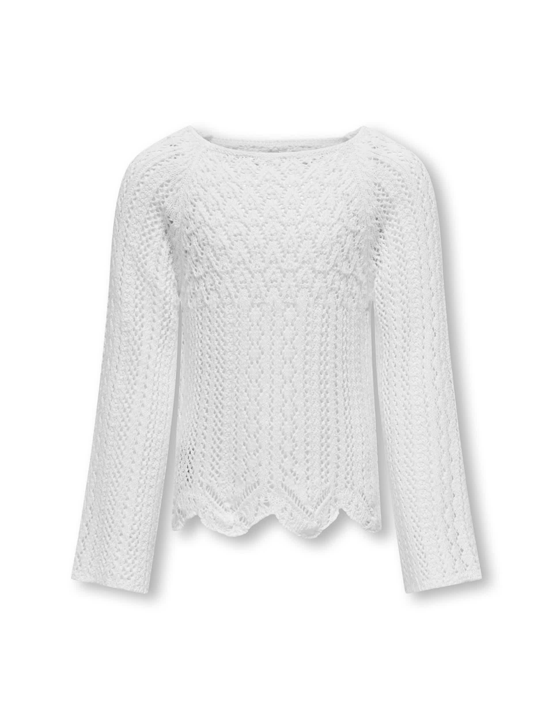 Kids Only Girls Cotton Blend Textured Knitted Jumper (7-14 Yrs) - 13-14 - White, White