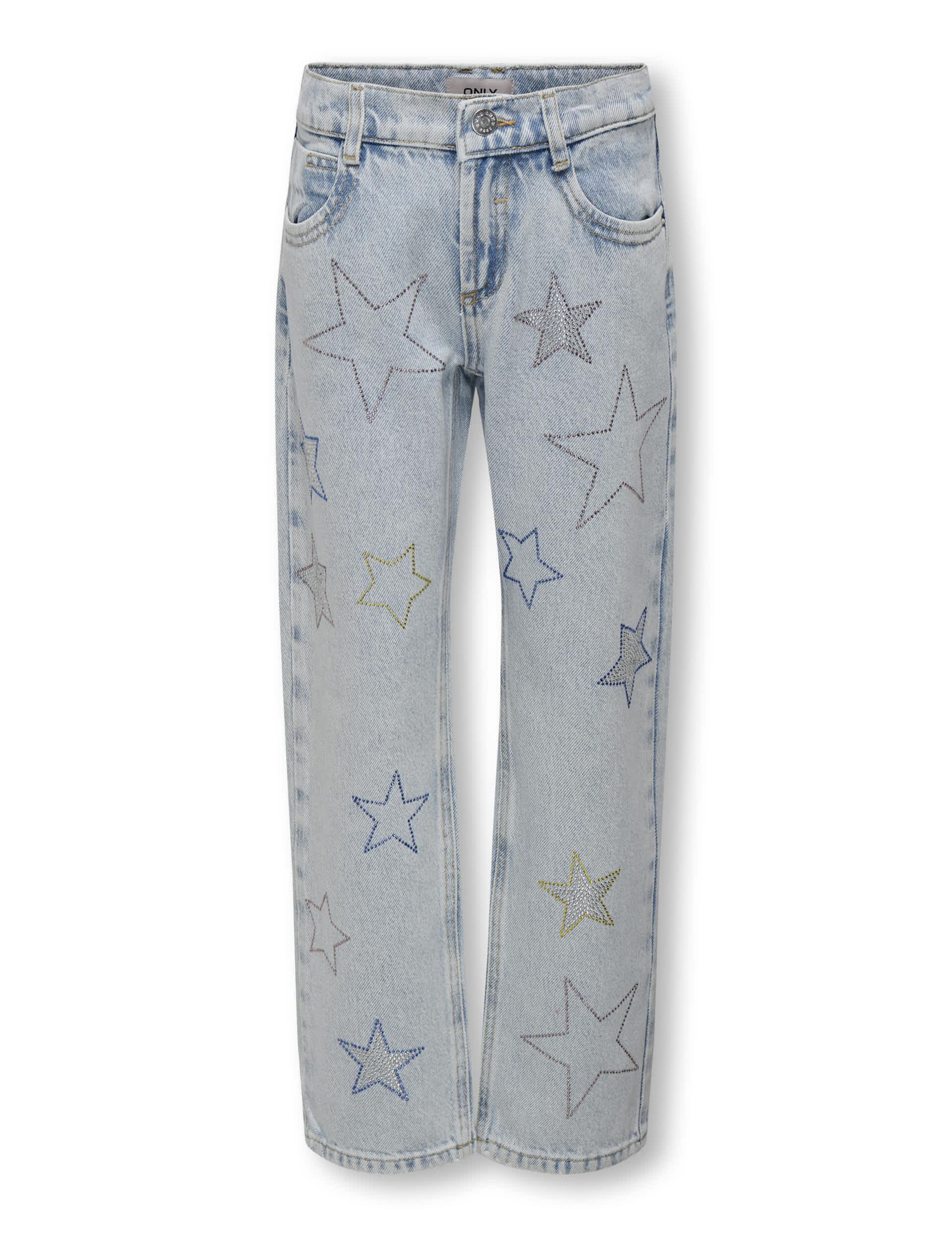 Kids Only Girls Pure Cotton Star Sparkle Jeans (8-14 Yrs) - 13y - Light Blue, Light Blue