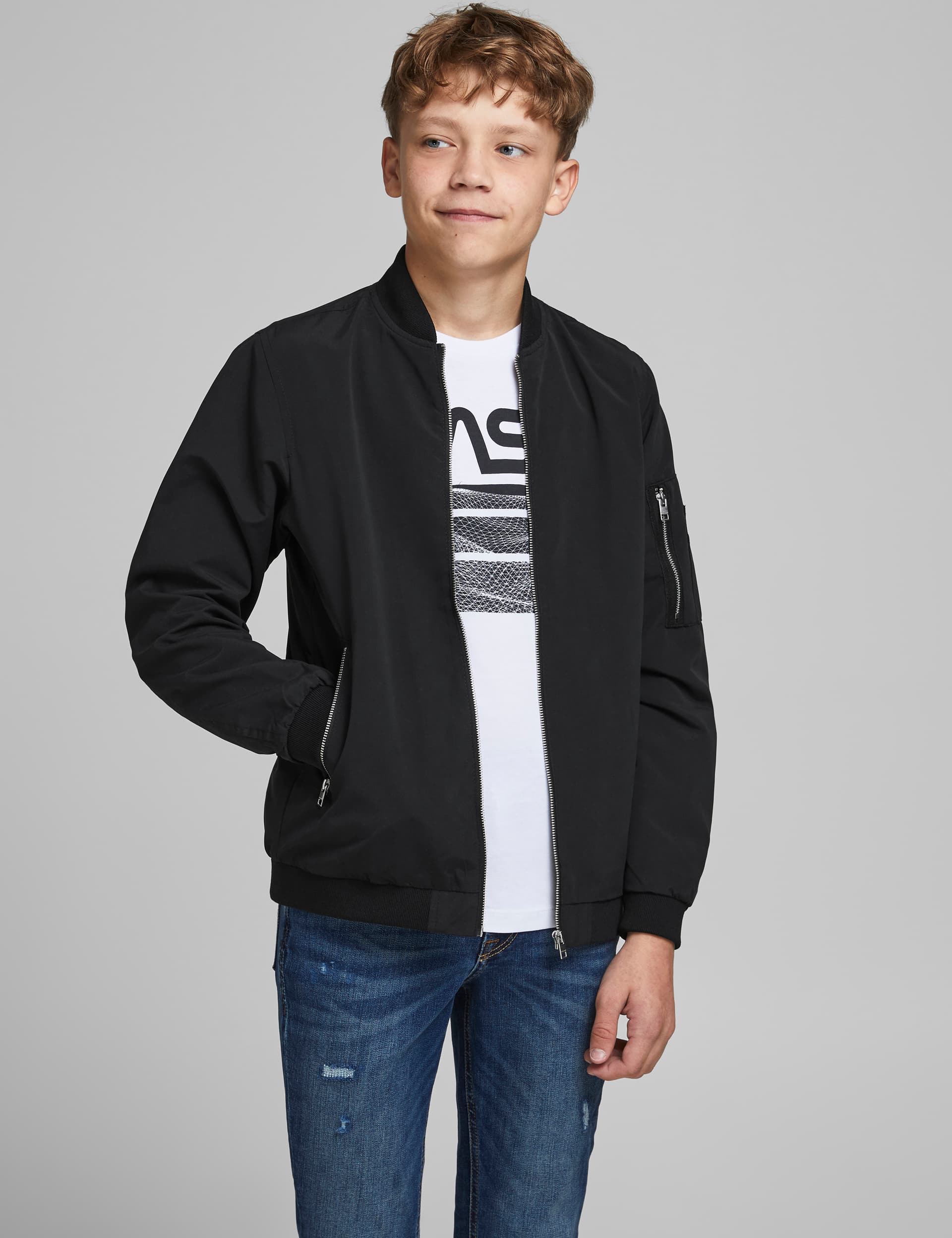 Jack & Jones Junior Boys Lightweight Bomber (10-16 Yrs) - 16y - Black, Black,Navy