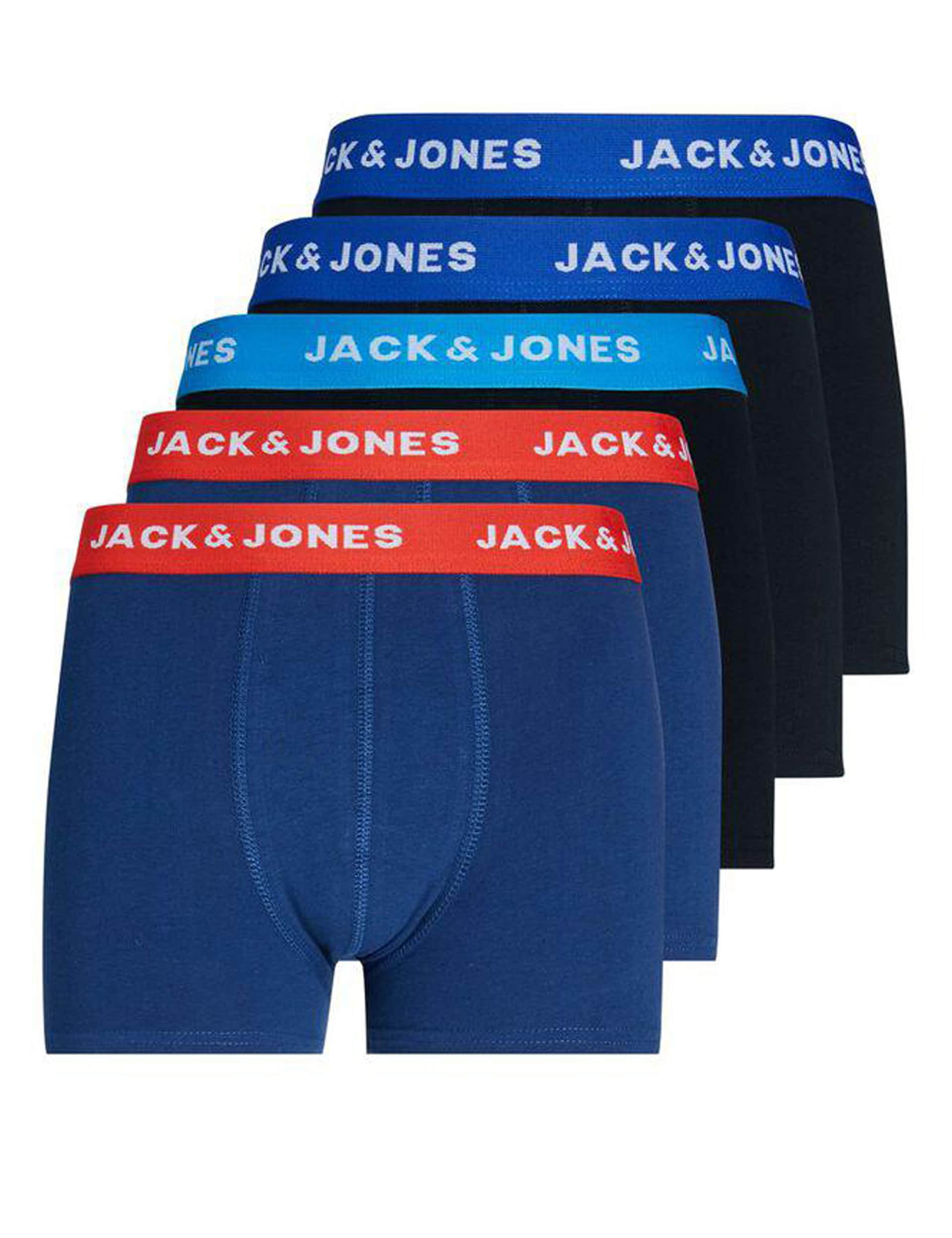 Jack & Jones Junior Boys 5pk Cotton Rich Trunks (8-16 Yrs)