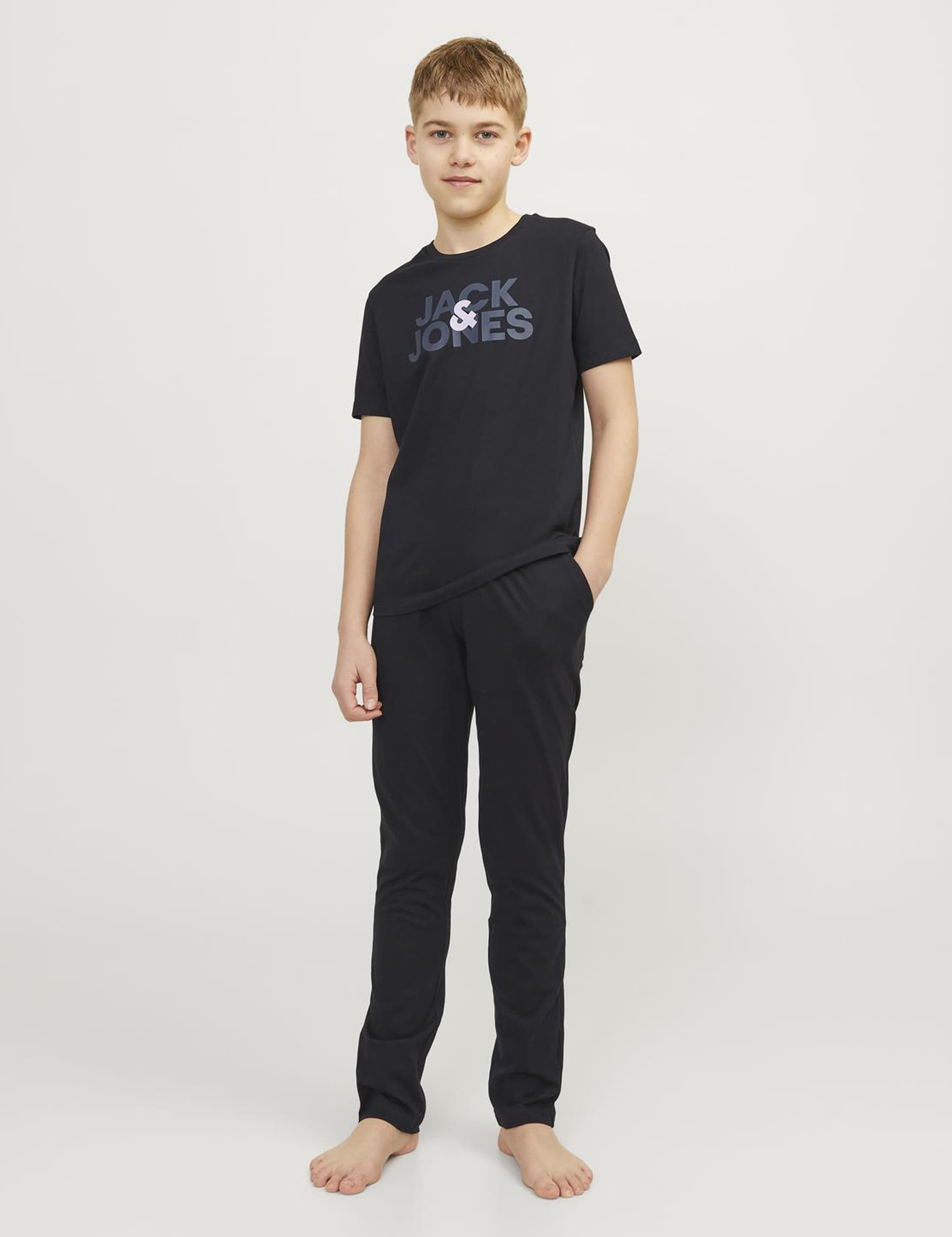 Jack & Jones Junior Boys Pure Cotton Pyjamas (8-16 Yrs) - 8y - Black, Black