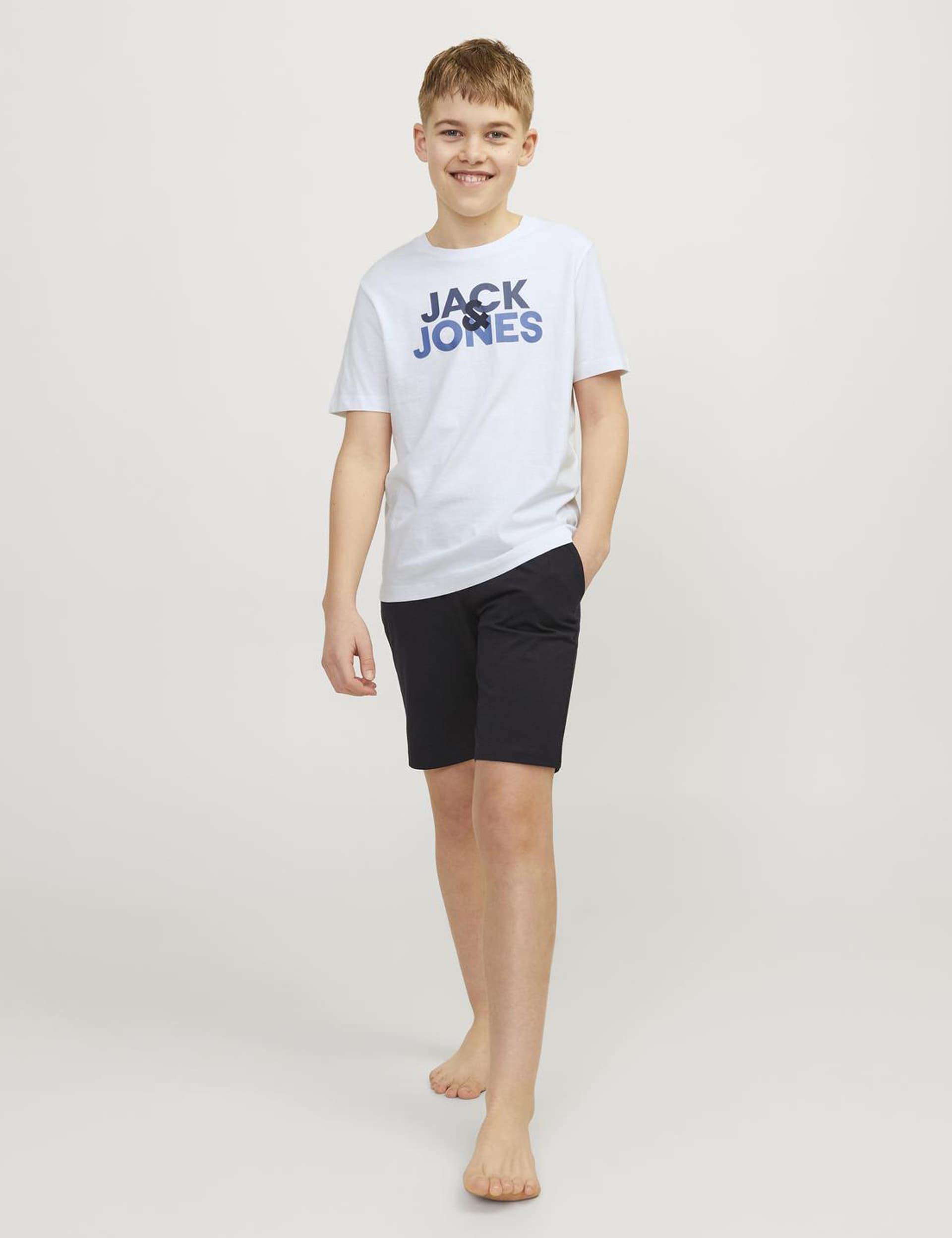 Jack & Jones Junior Boys Pure Cotton Pyjamas (8-16 Yrs) - 14y - White Mix, Black,White Mix,Green