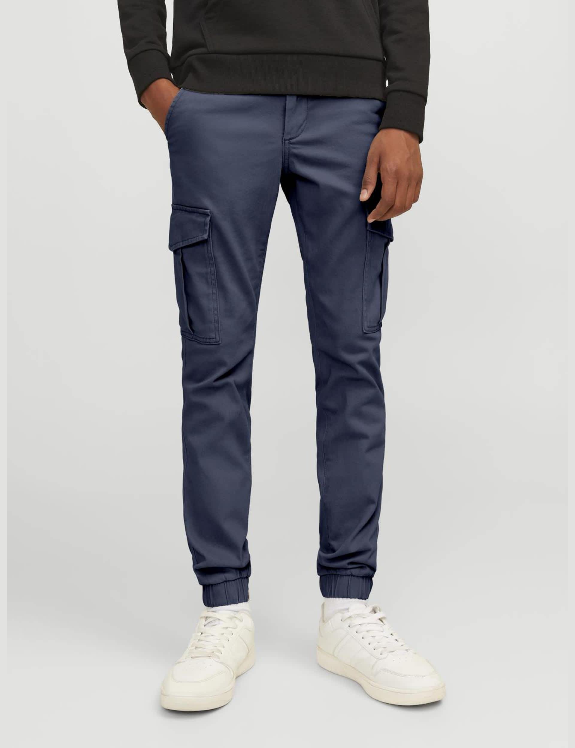 Jack & Jones Junior Boys Pure Cotton Cargo Trousers (8-16 Yrs) - 16y - Navy, Navy