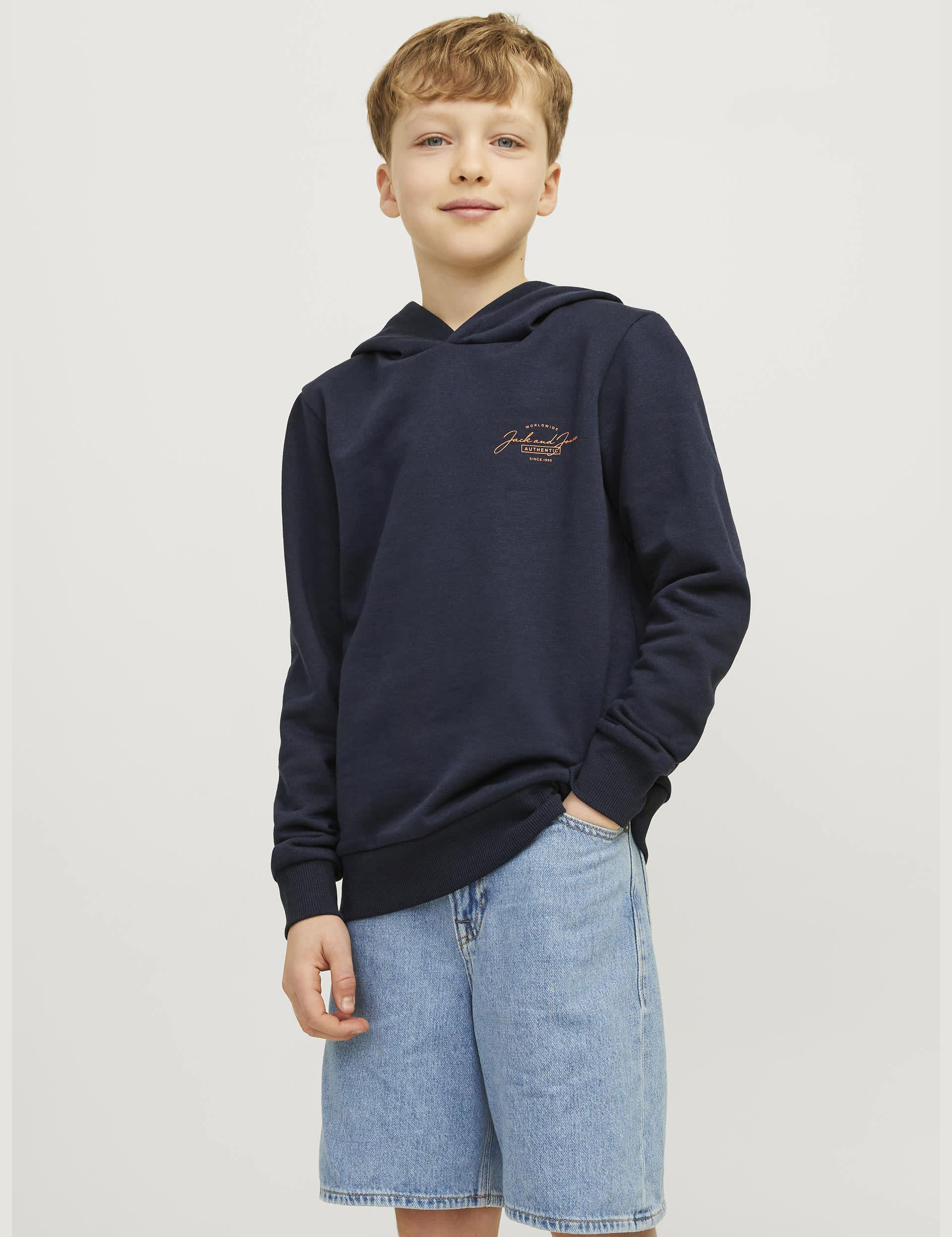 Jack & Jones Junior Boys Cotton Rich Logo Hoodie (8-16 Yrs) - 14y - Navy, Navy