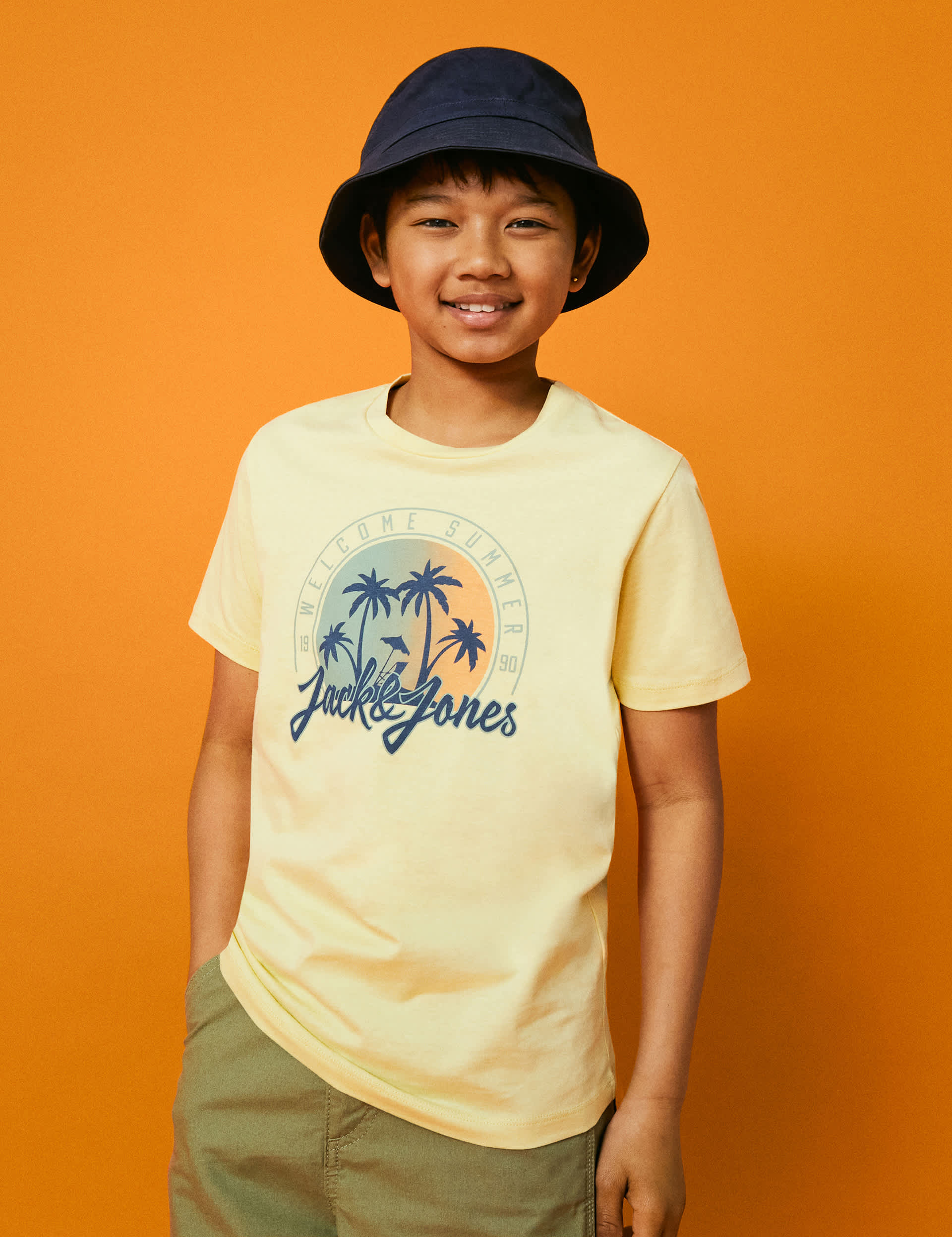 Jack & Jones Junior Boys Organic Cotton Printed T-Shirt (8-16 Yrs) - 16y - Yellow, Navy,Yellow