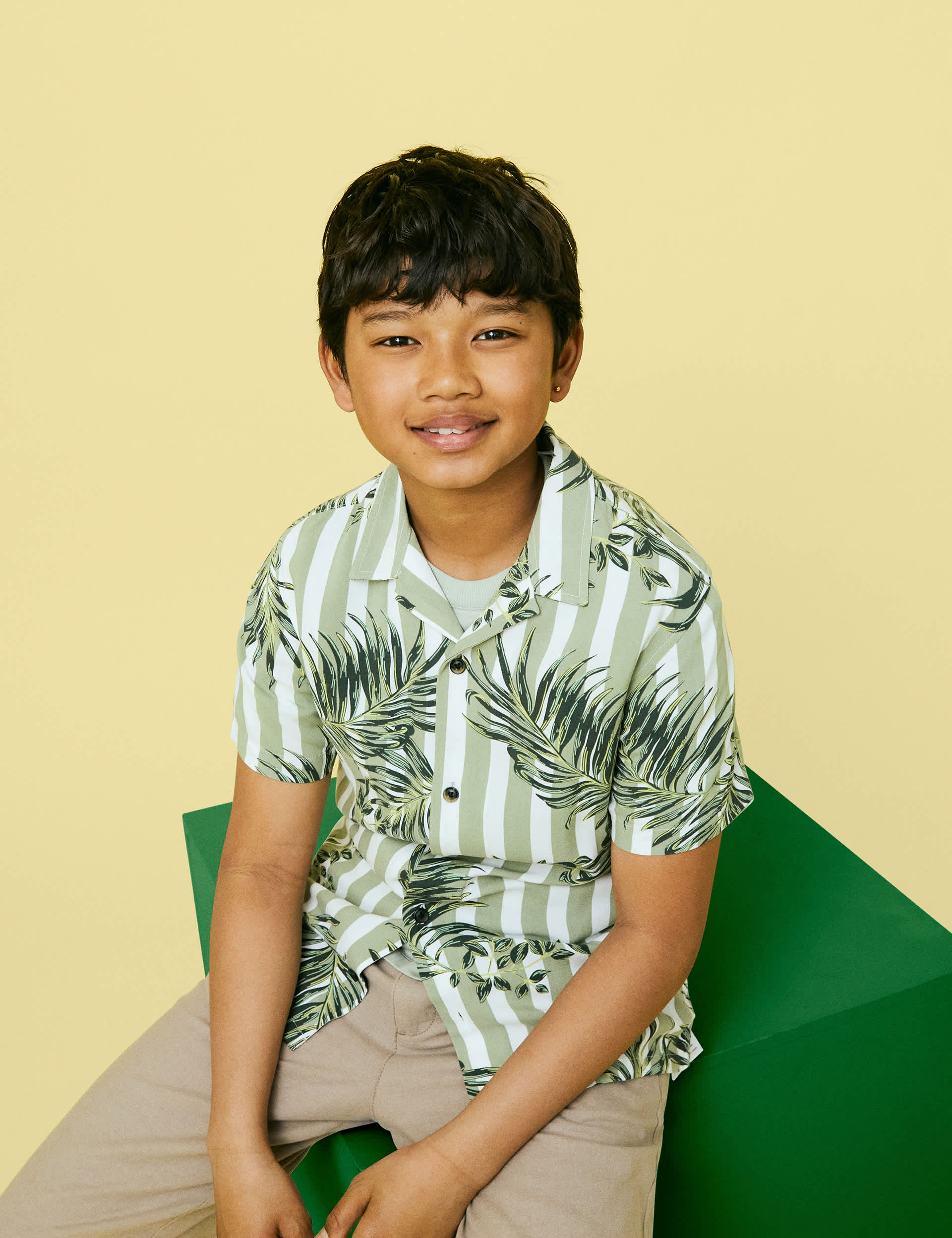 Jack & Jones Junior Boys Pure Cotton Printed Shirt (8-16 Yrs) - 14y - Green Mix, Green Mix