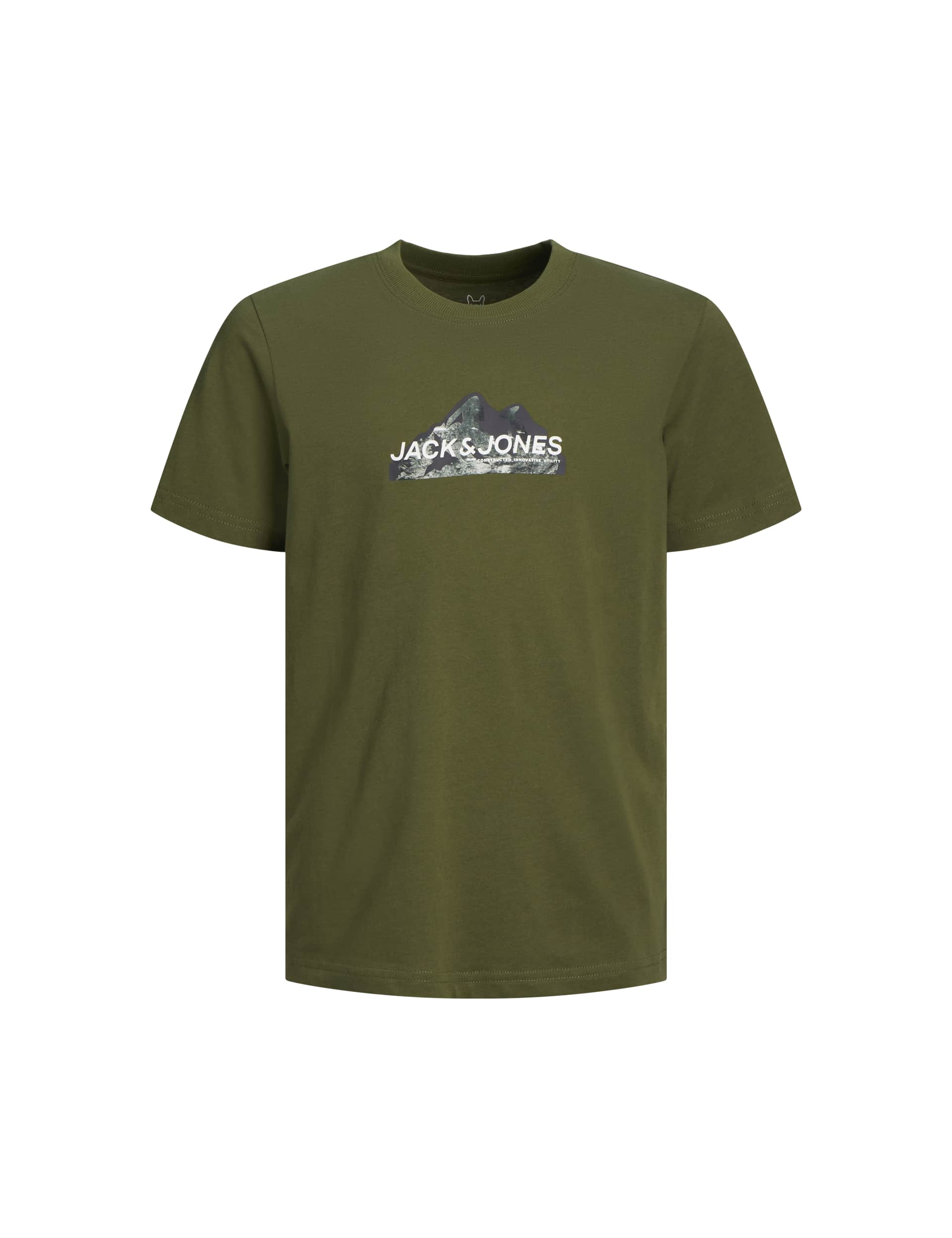 Jack & Jones Junior Boys Cotton Rich Mountain Logo T-Shirt (8-16 Yrs) - 10y - Green, Green