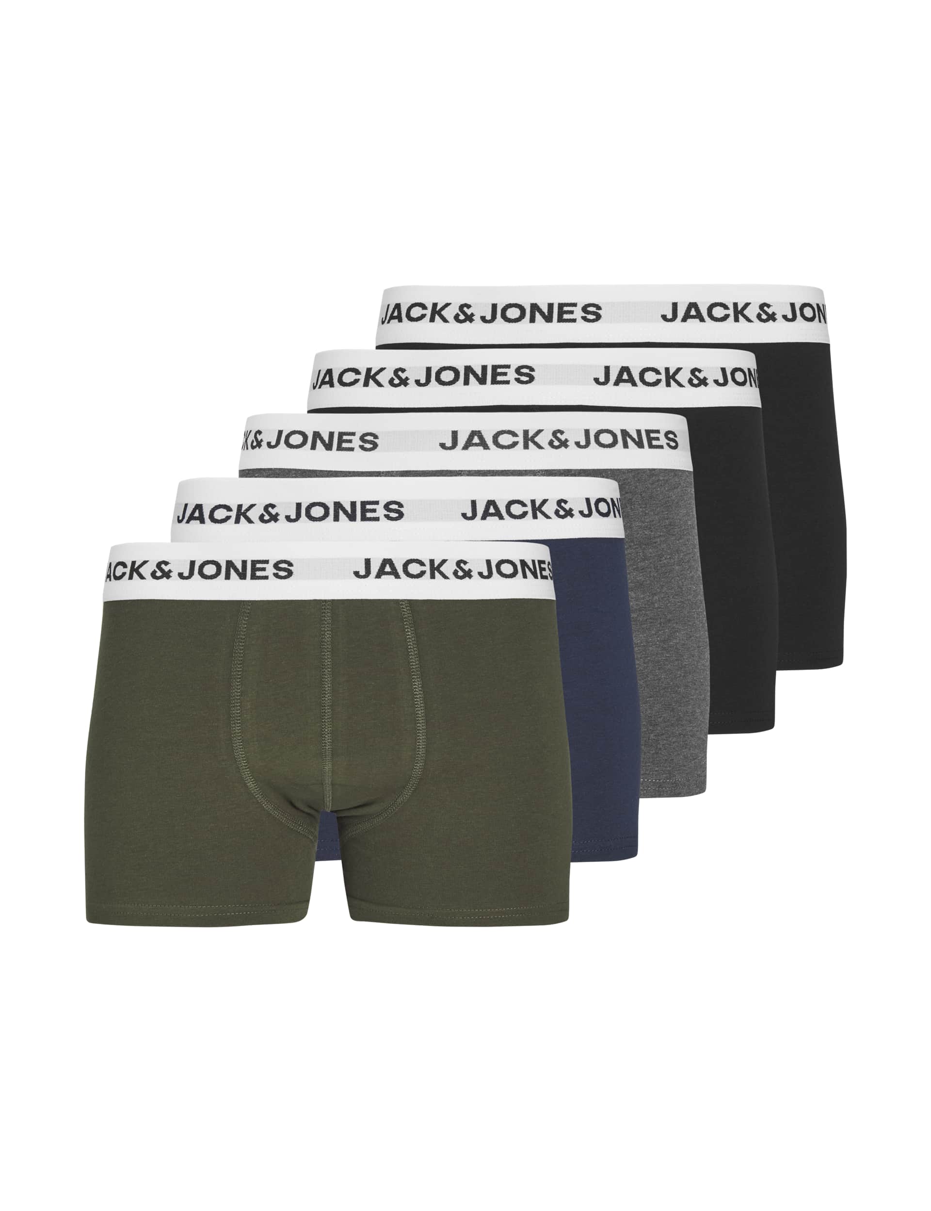Jack & Jones Junior Boys 5pk Cotton Rich Trunks (8-16 Yrs)