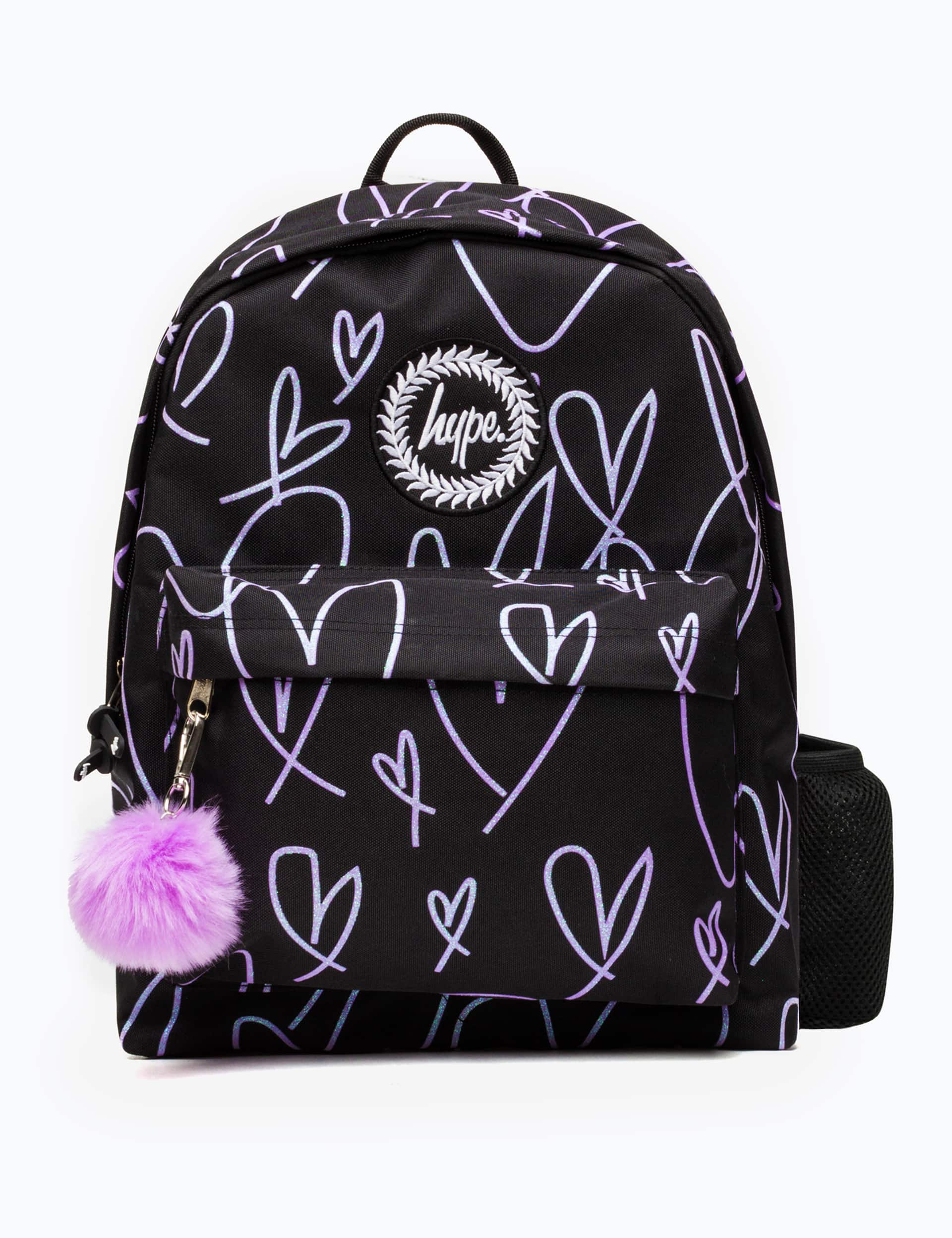 Hype Kids Heart Print Backpack - Black, Black