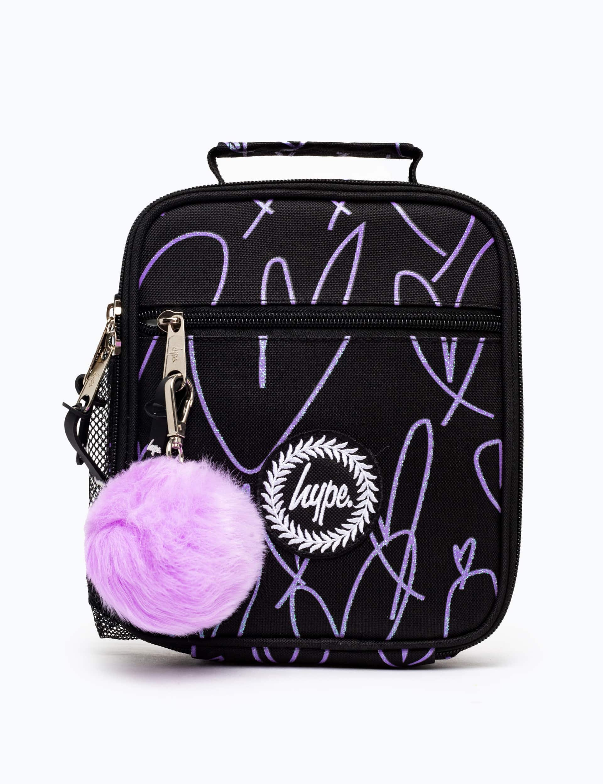 Hype Kids Glitter Heart Print Lunch Box - Black, Black