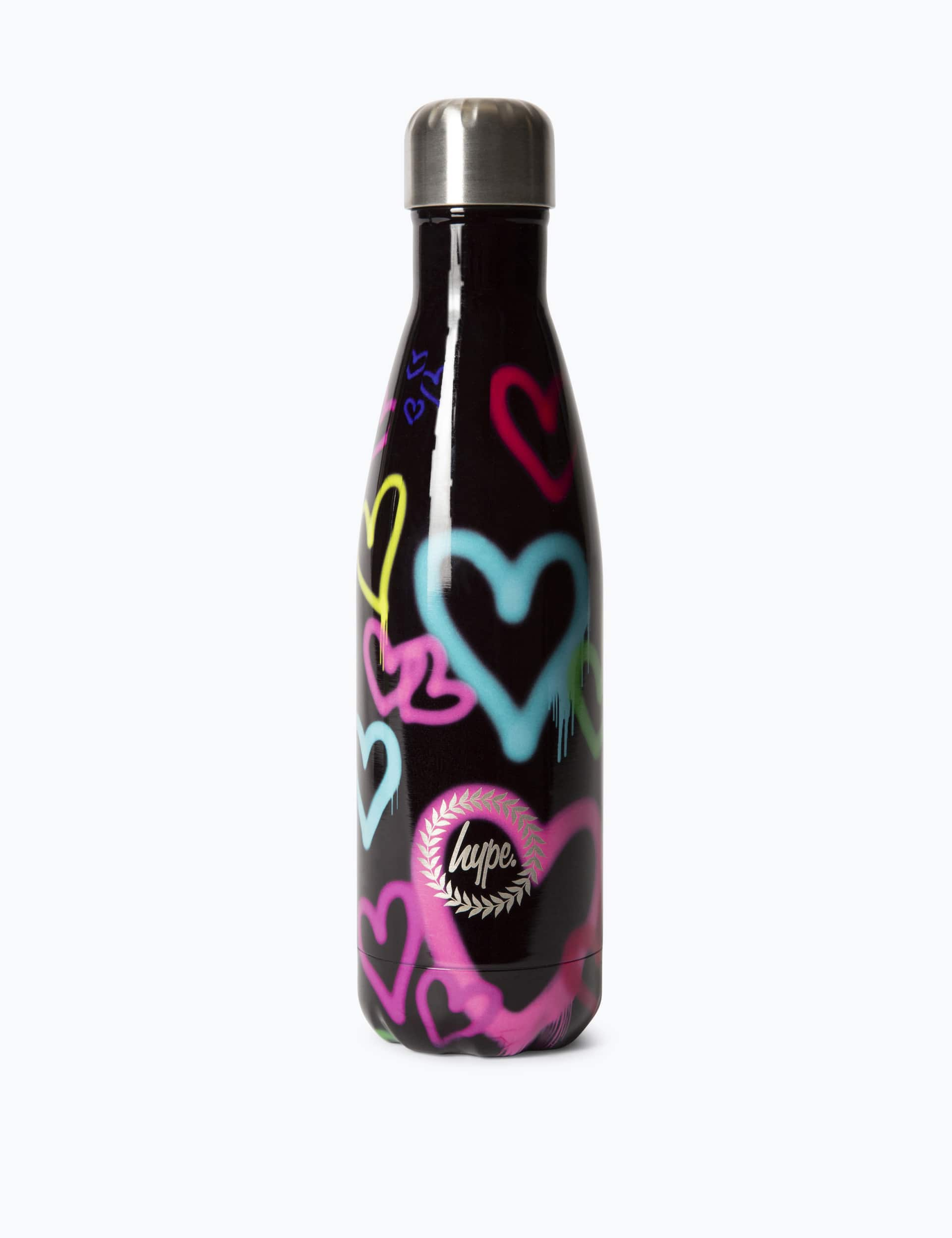 Hype Kids Graffiti Heart Print Water Bottle - Black, Black