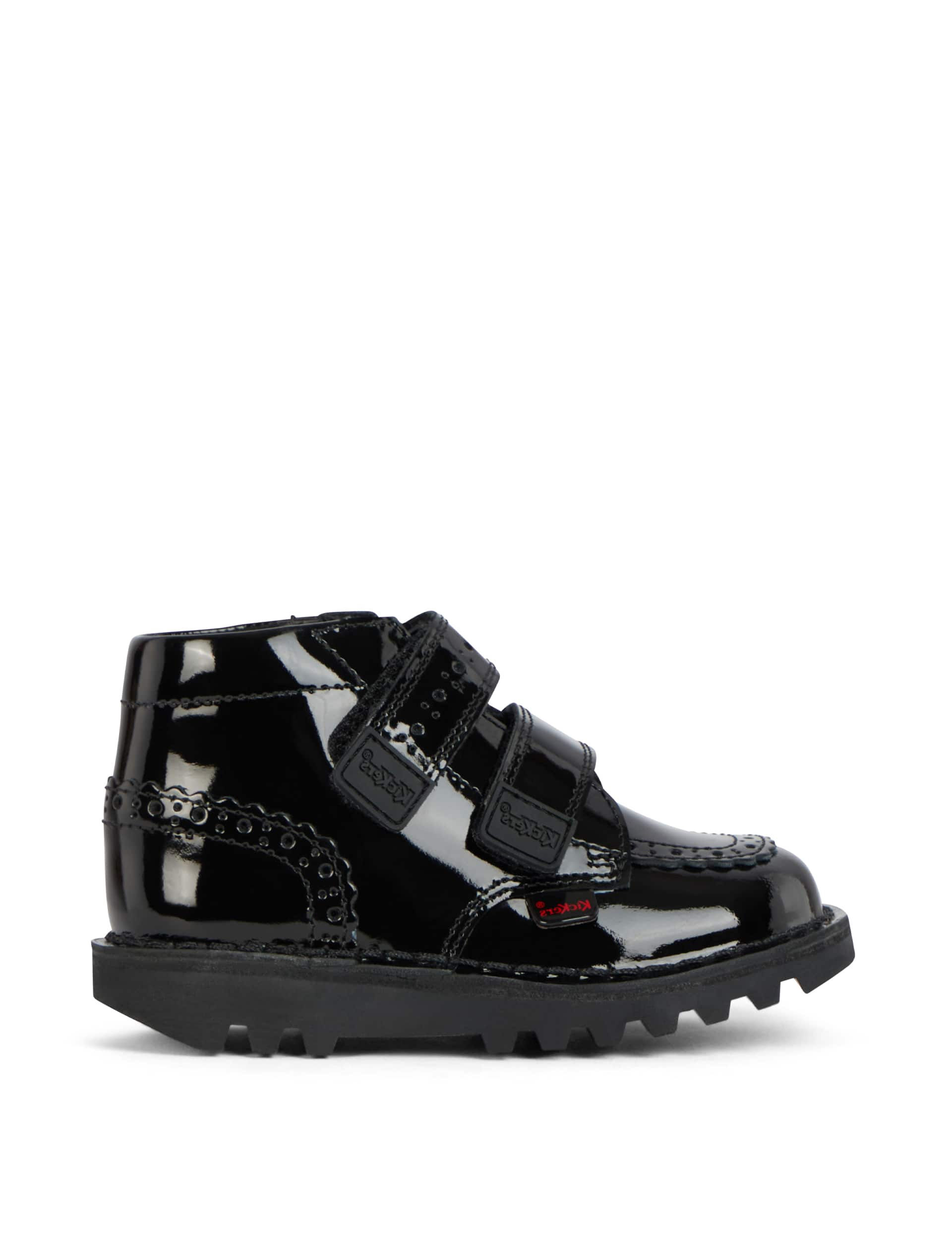 Kickers Kids Patent Riptape High Top Brogues (7 Small - 12 Small) - Black, Black