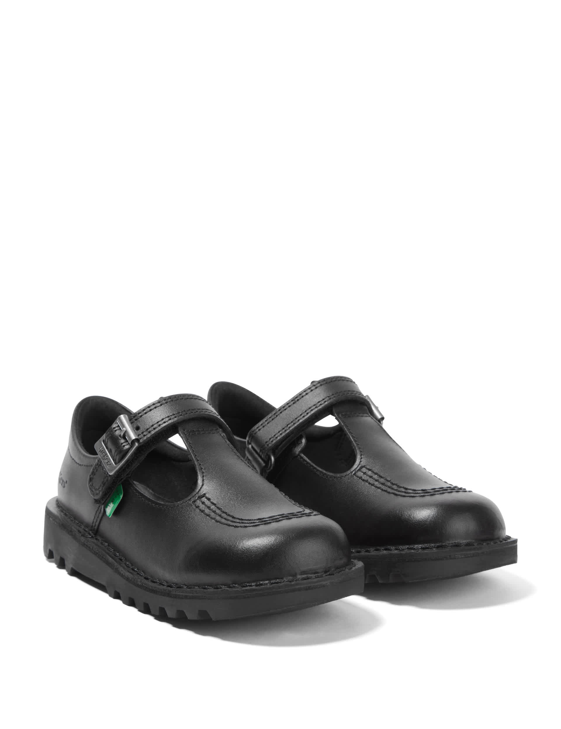 Kickers Kids Leather School Shoes (7 Small - 12 Small) - 10 S - Black, Black