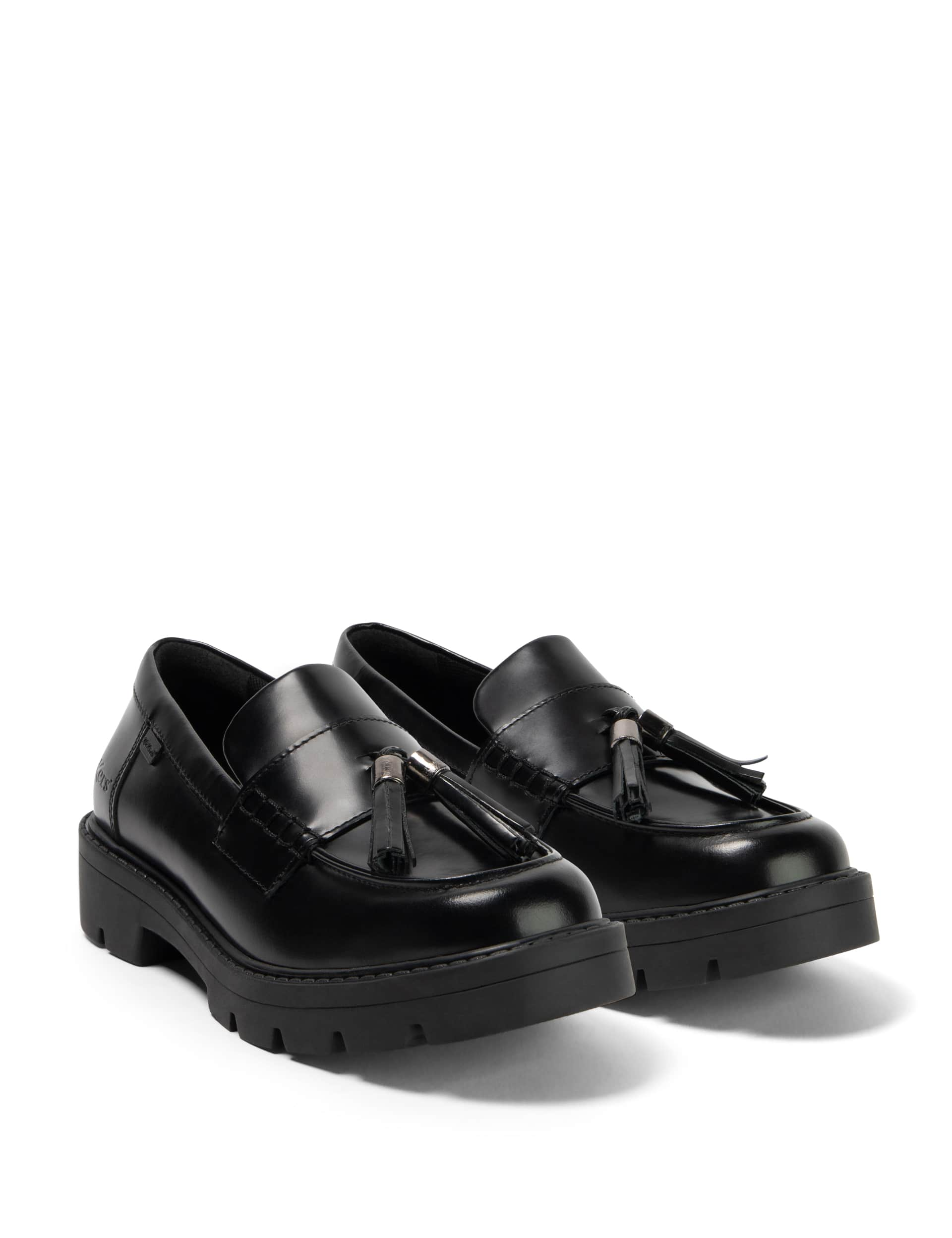 Kickers Kids Leather Loafers (3 Large - 6 Large) - Black, Black