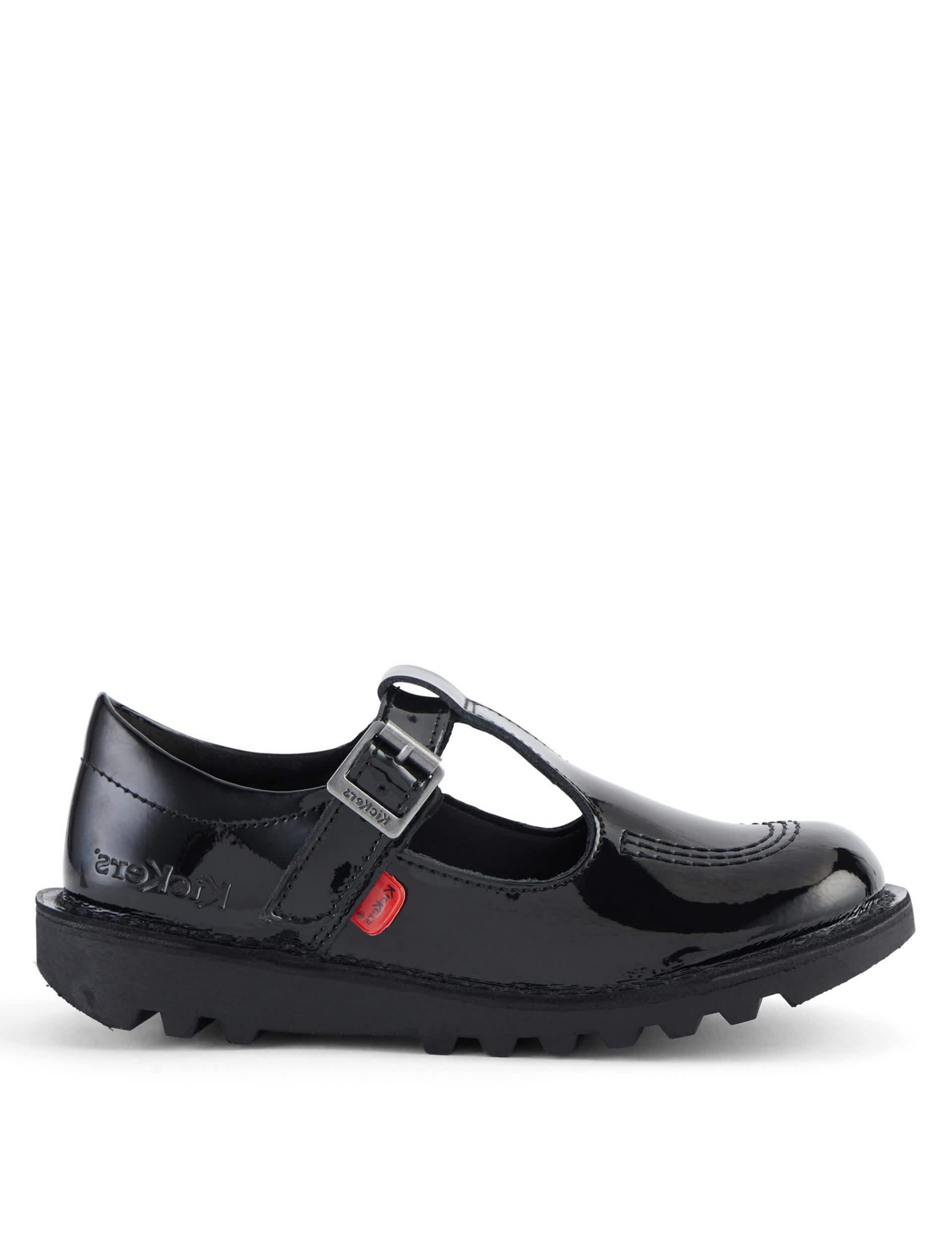 Kickers Kids Core Patent Leather School Shoes - 2 L - Black Patent, Black Patent