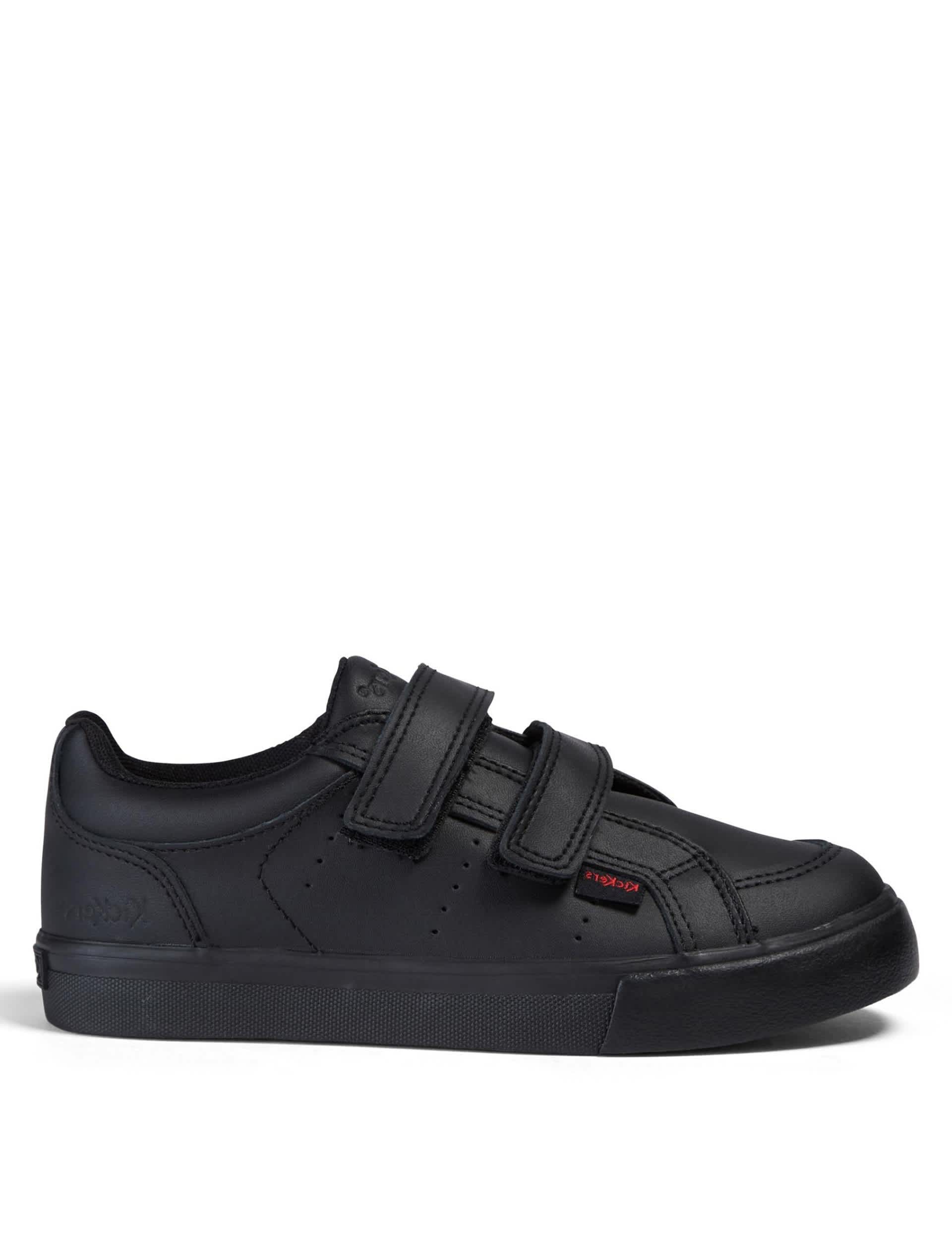 Kickers Kids Leather Riptape School Shoes - 2 L - Black, Black