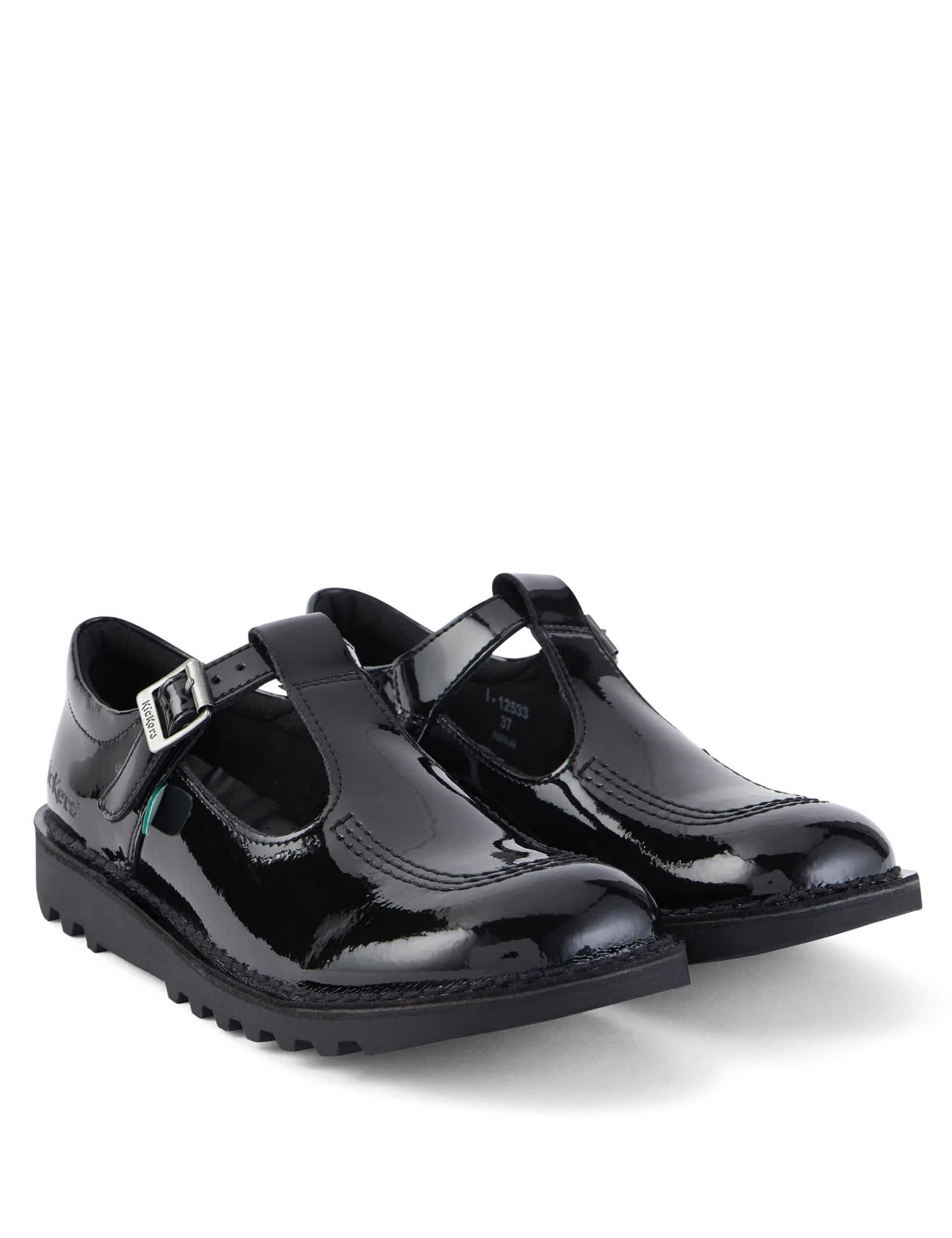 Kickers Kids Patent School Shoes - 5 - Black Patent, Black Patent