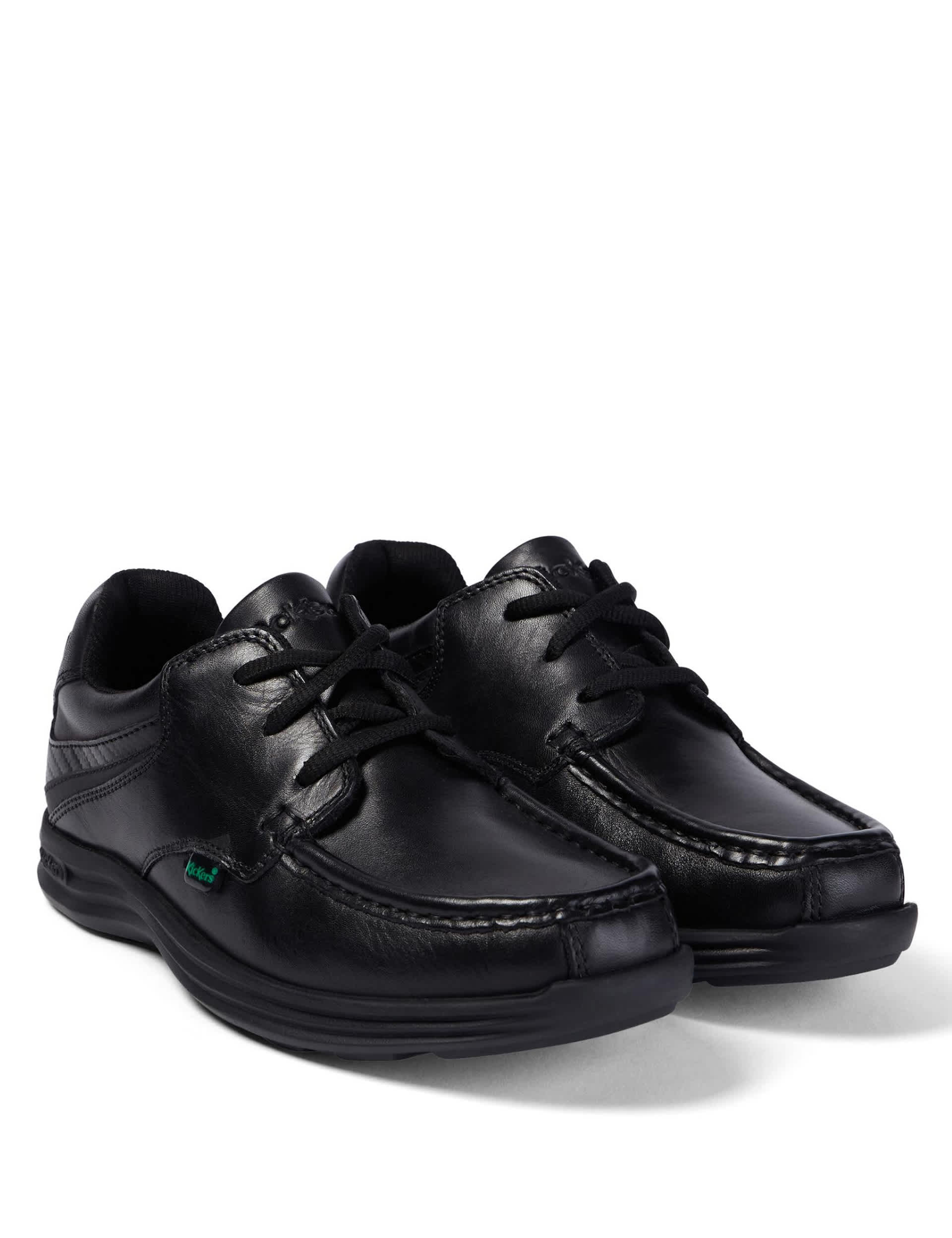 Kickers Kids Leather Lace School Shoes - 5 - Black, Black