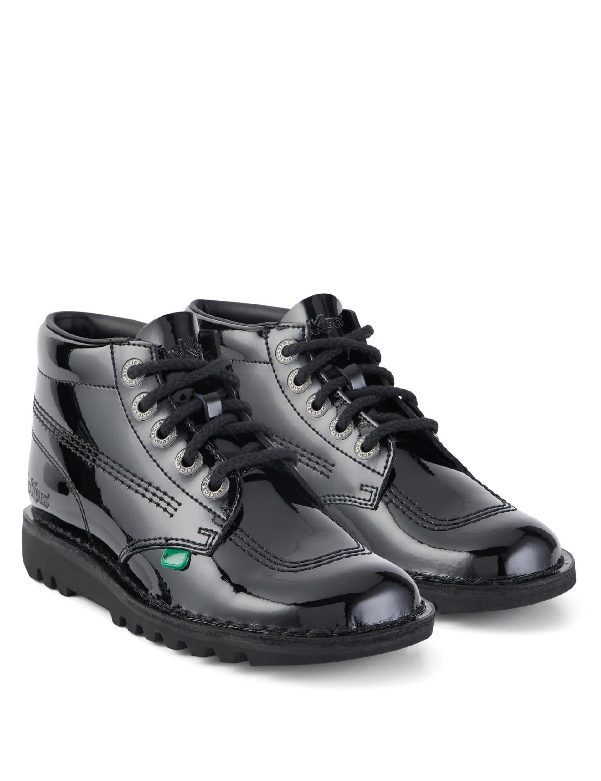 Kickers Kids Patent School Shoes - 3 - Black Patent, Black Patent