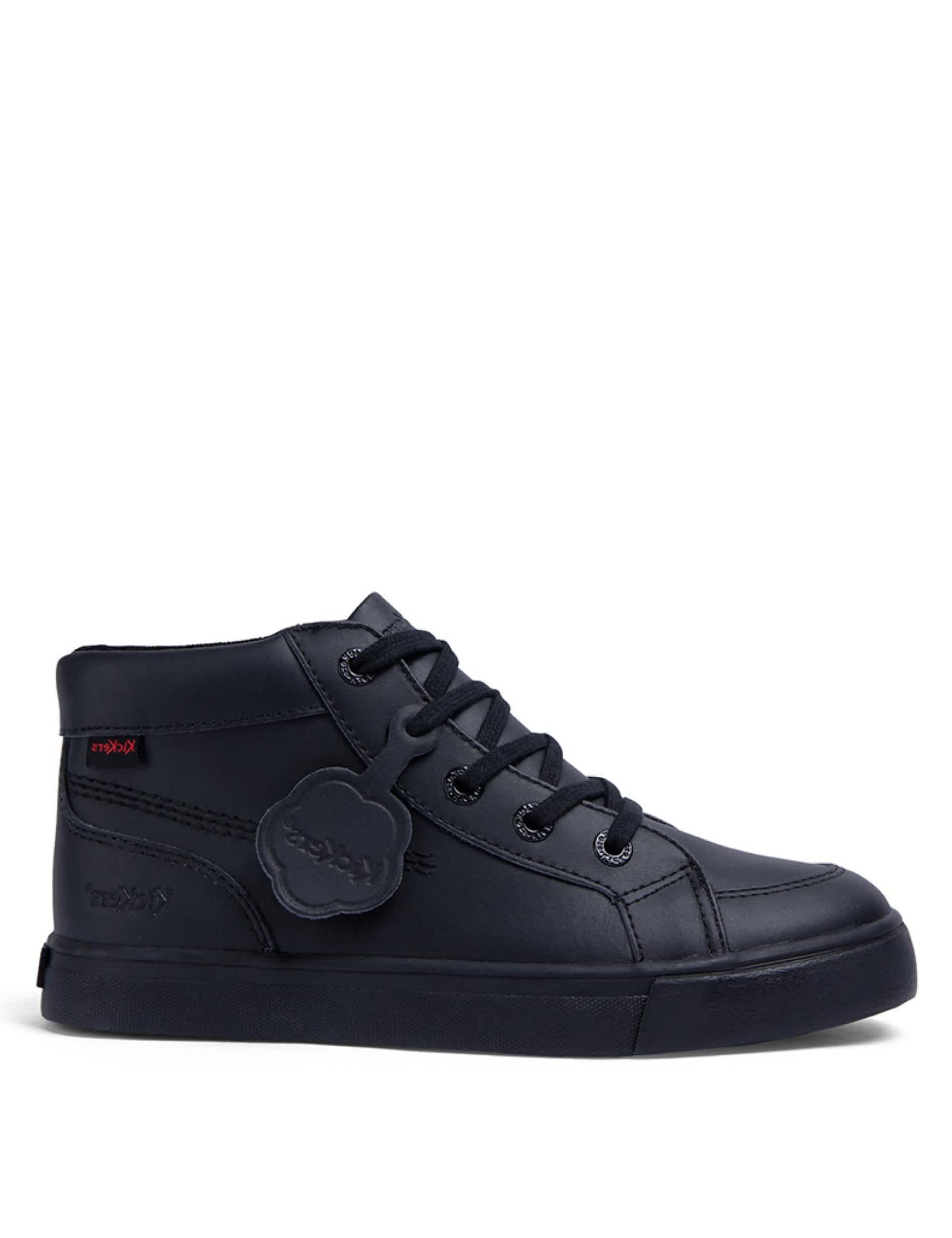 Kickers Kids Leather High Top School Shoes - 5 - Black, Black