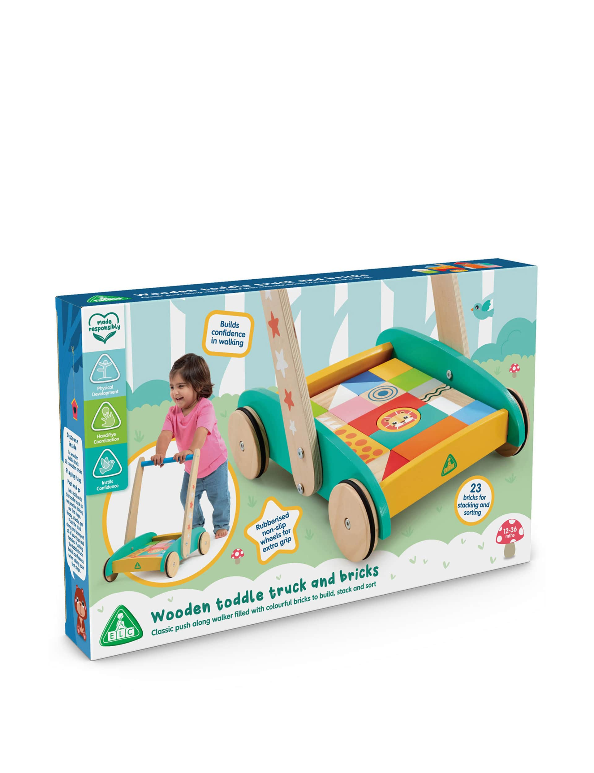 Early Learning Centre Wooden Toddle Truck and Bricks (1-3 Yrs)