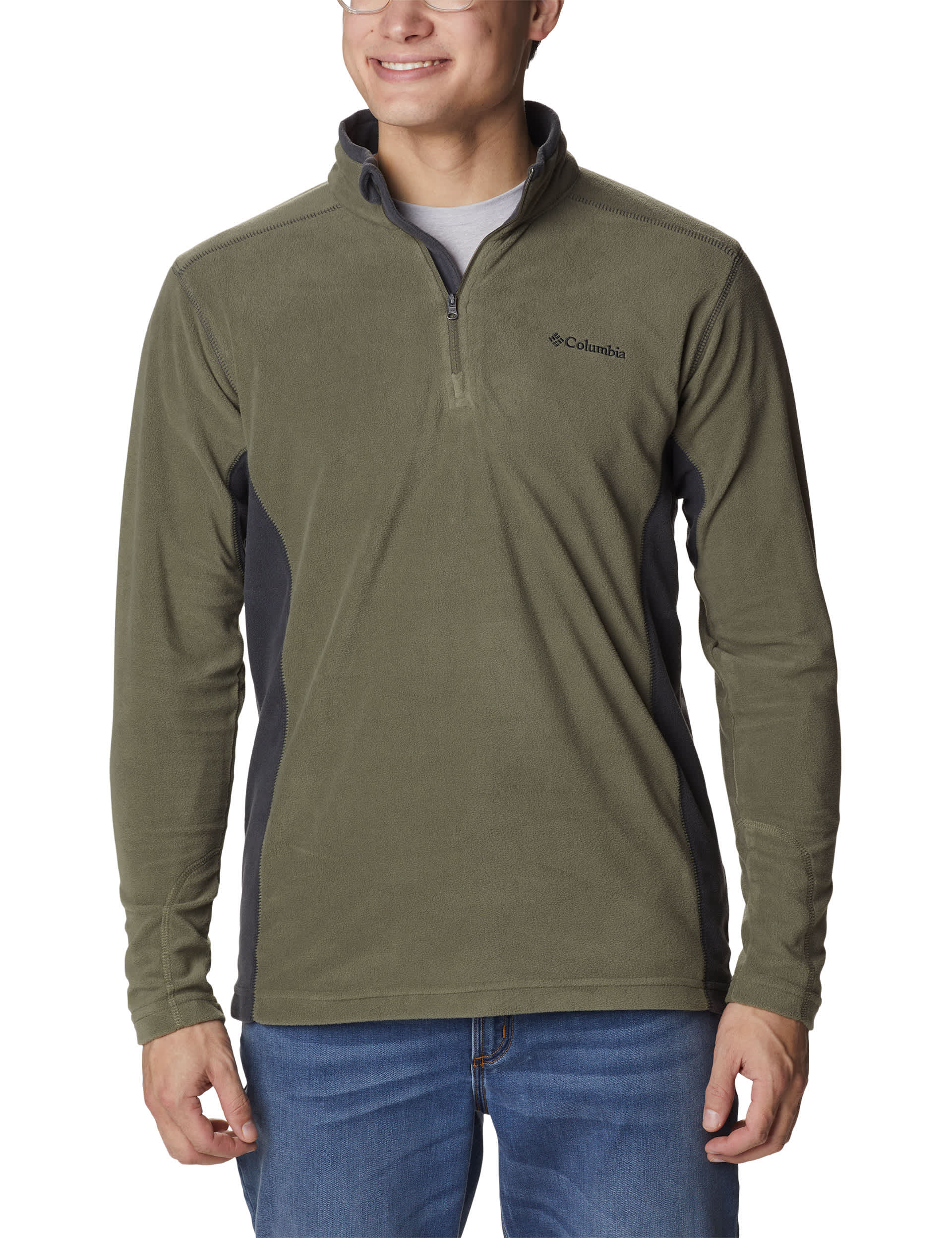 Columbia Men's Klamath Range II Fleece Half Zip Jacket - S - Olive, Dark Grey,Olive