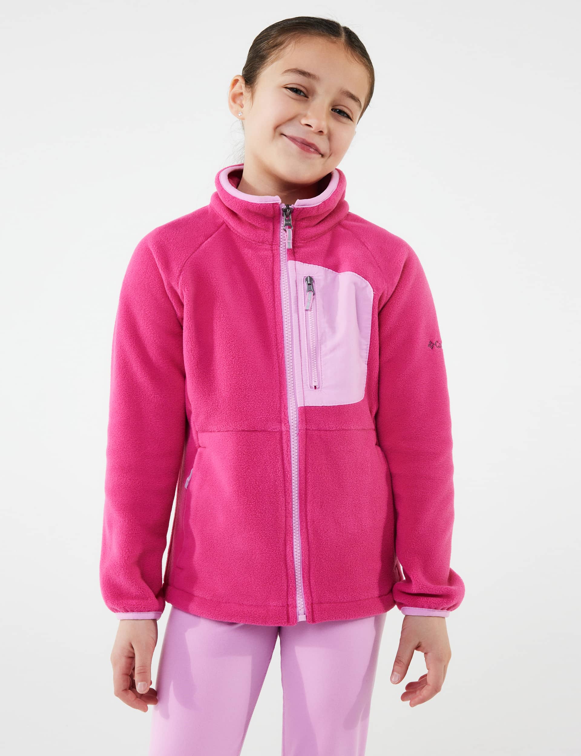 Columbia Girls Fast Trek III Fleece Zip Jacket (4-16 Yrs) - 14-16 - Pink, Pink