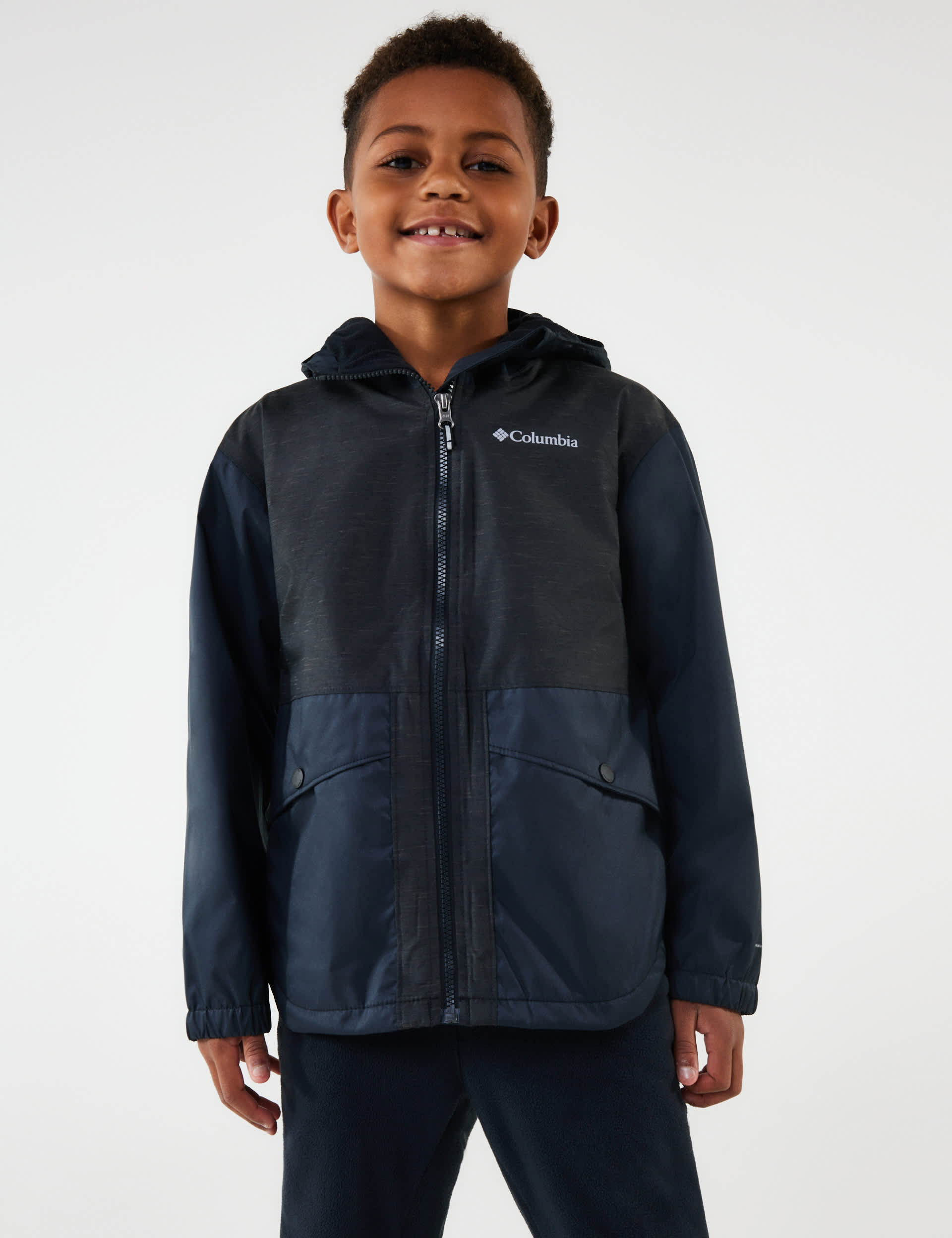 Columbia Boys Rainy Trails Fleece Lined Jacket (4-16 Yrs) - 14-16 - Black, Black