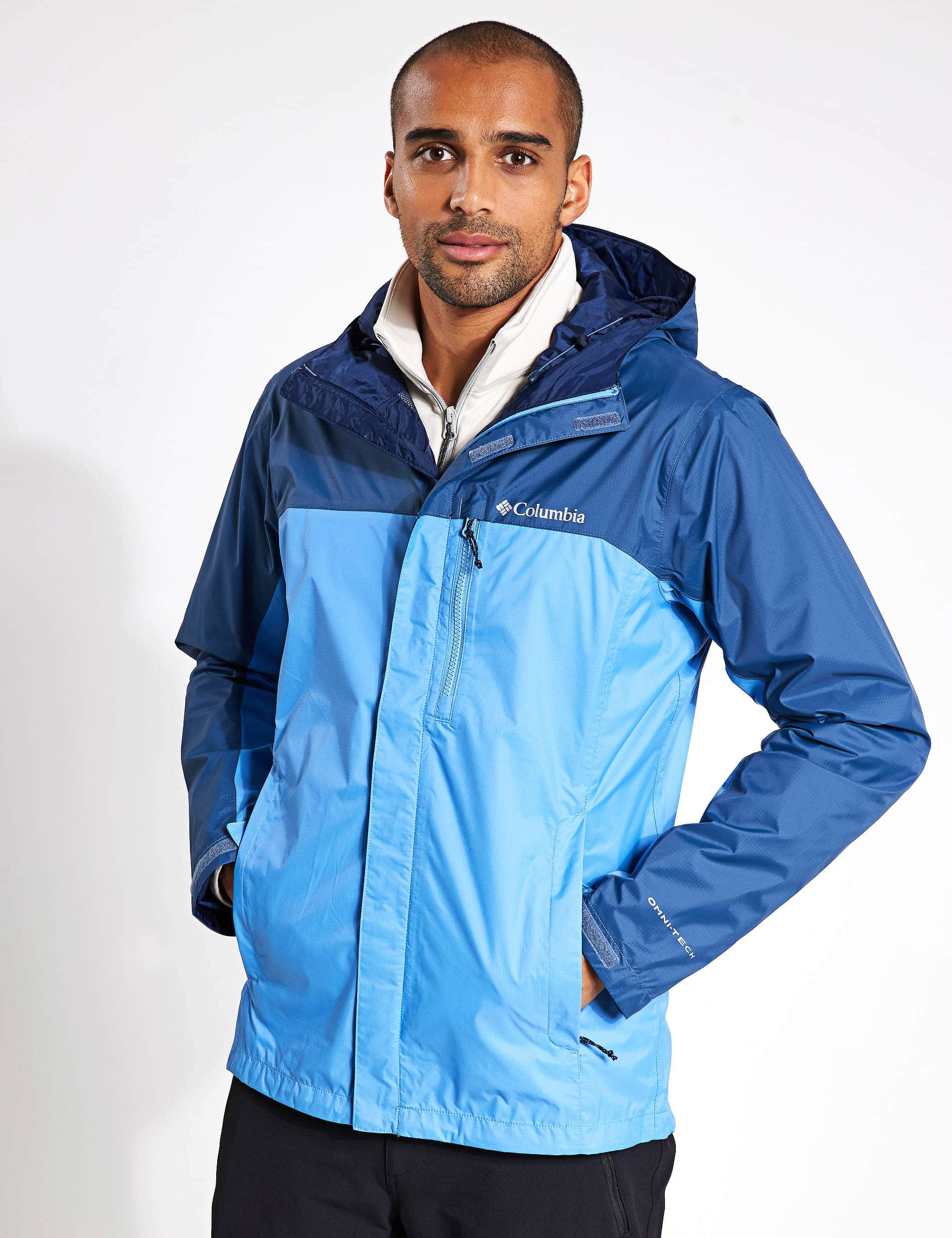 Columbia Men's Pouring Adventure II Hooded Jacket - L - Blue Mix, Red Mix,Blue Mix