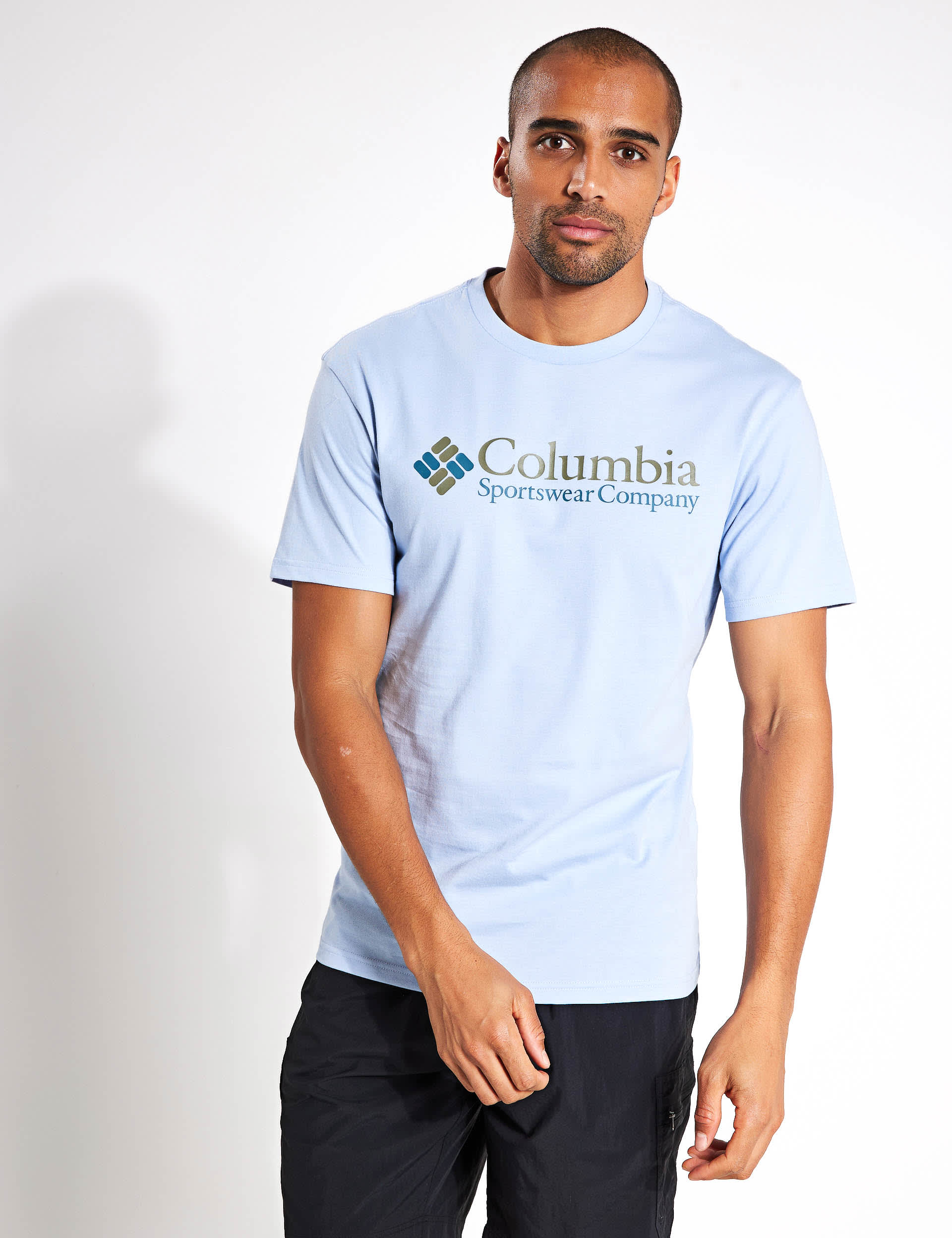 Columbia Men's Pure Cotton Logo T-Shirt - Light Blue, Light Blue