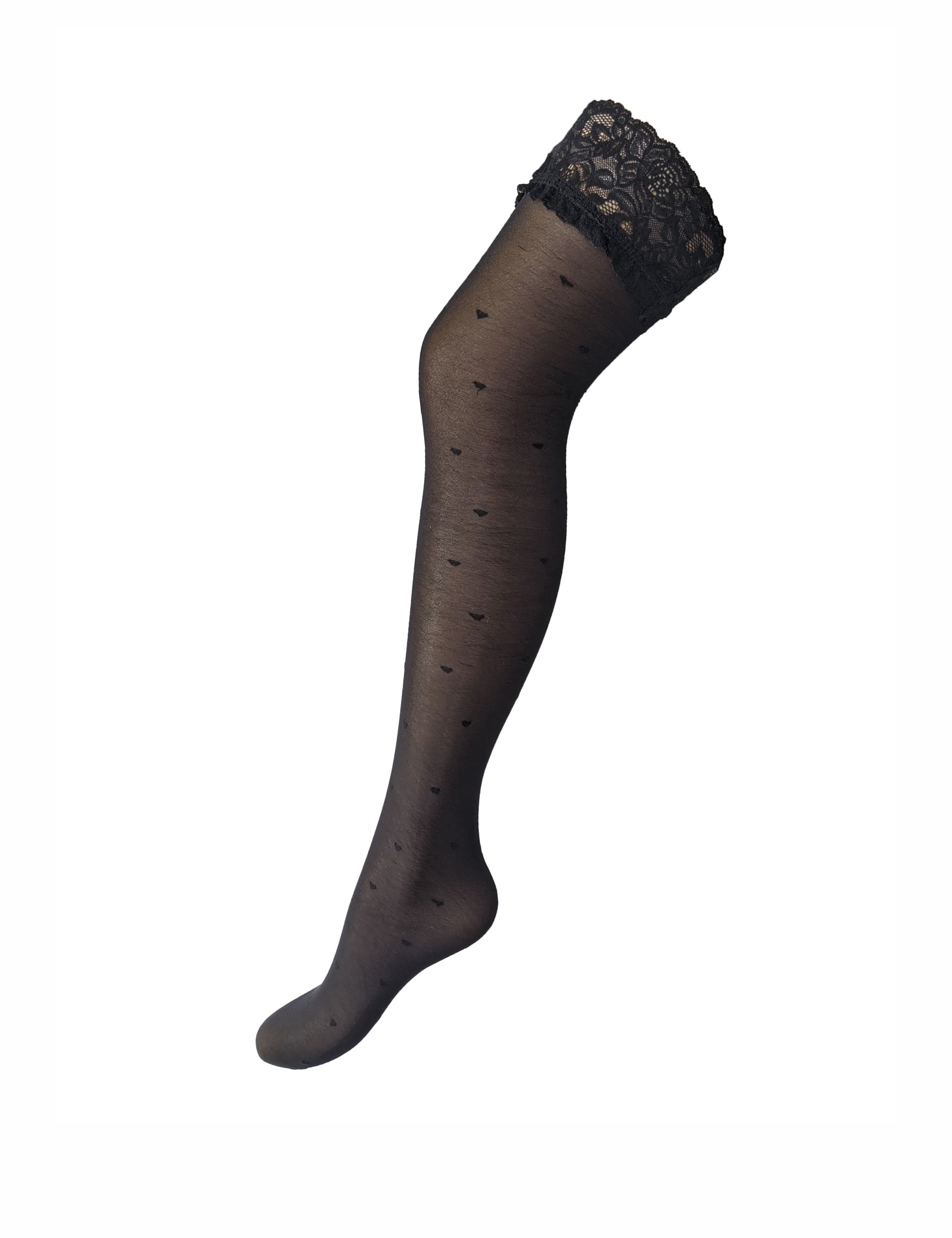 Pour Moi Women's Decadence 15 Denier Heart Hold-Ups - M-L - Black, Black