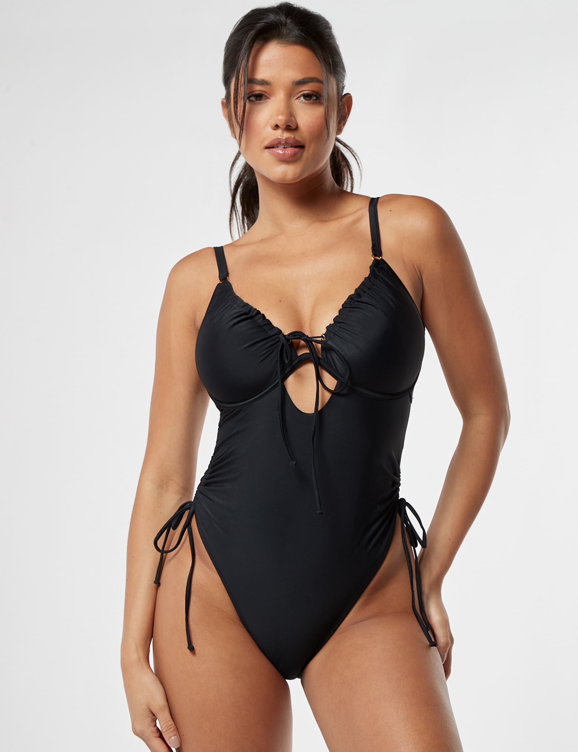 Boux Avenue Women's Ibiza Wired V-Neck Swimsuit - 34C - Black, Black