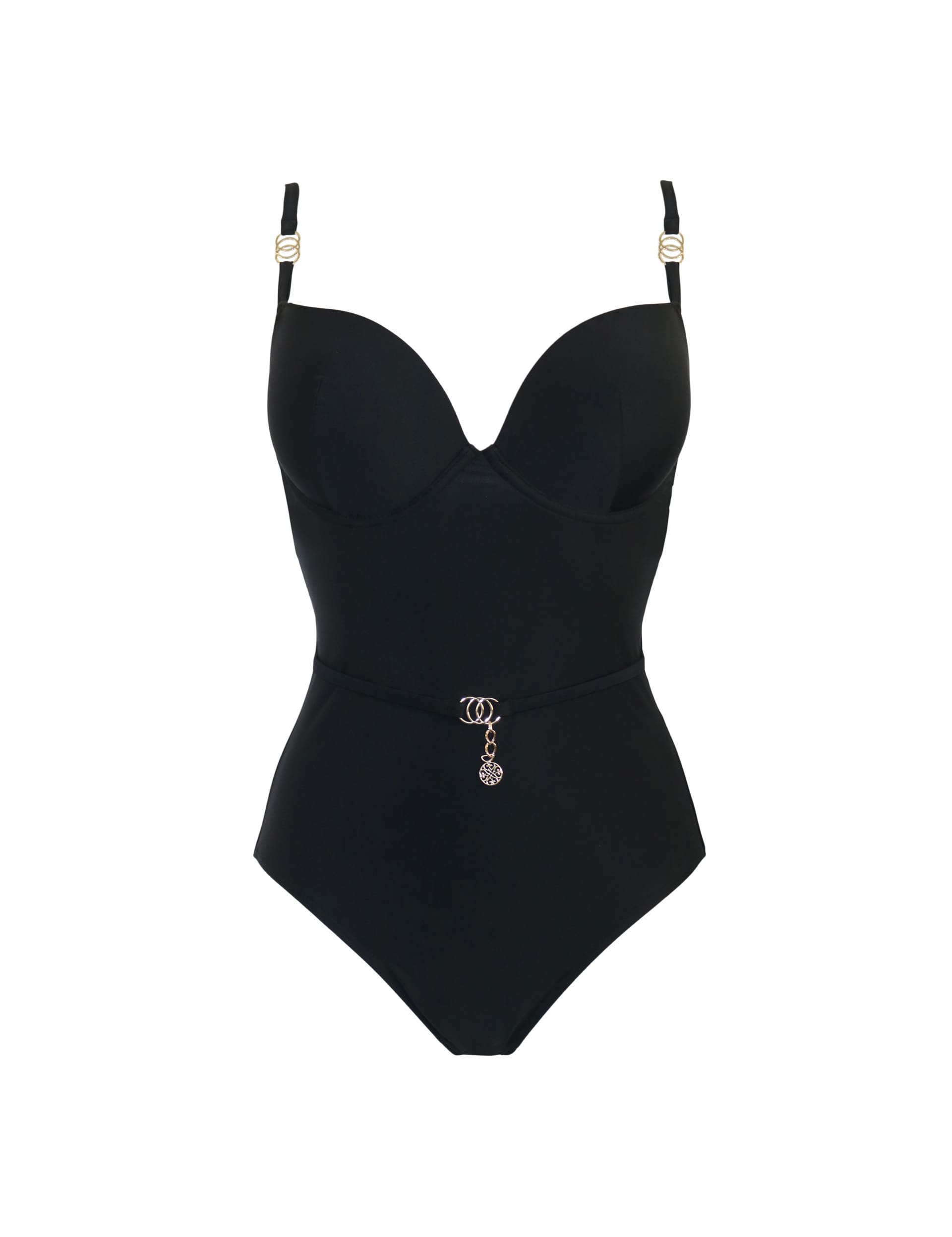 Pour Moi Women's St Barts Wired Padded Plunge Swimsuit - 36C - Black, Black