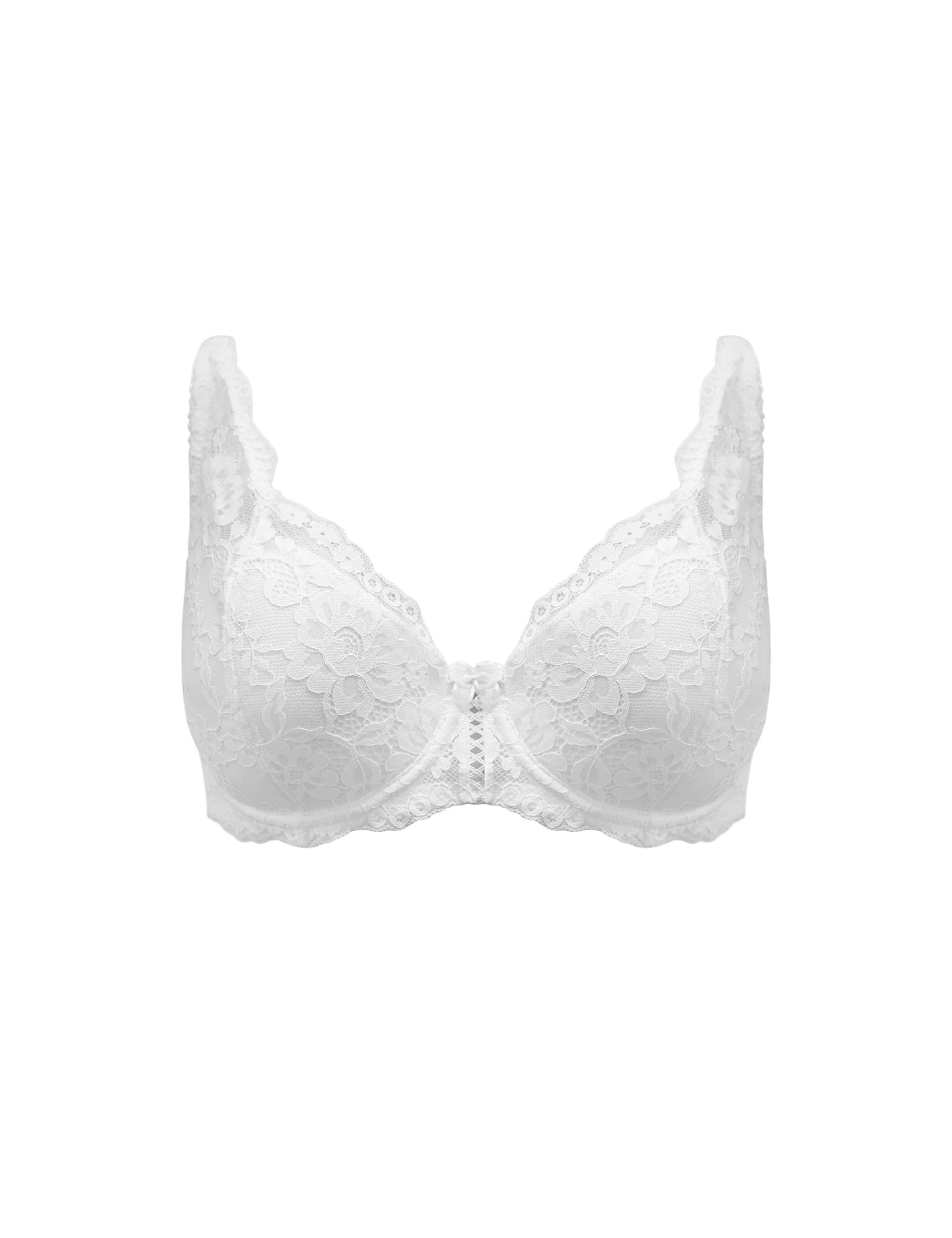 Pour Moi Women's Fleur Lace Lightly Padded Total Support Bra - 34C - White, White,Light Blue