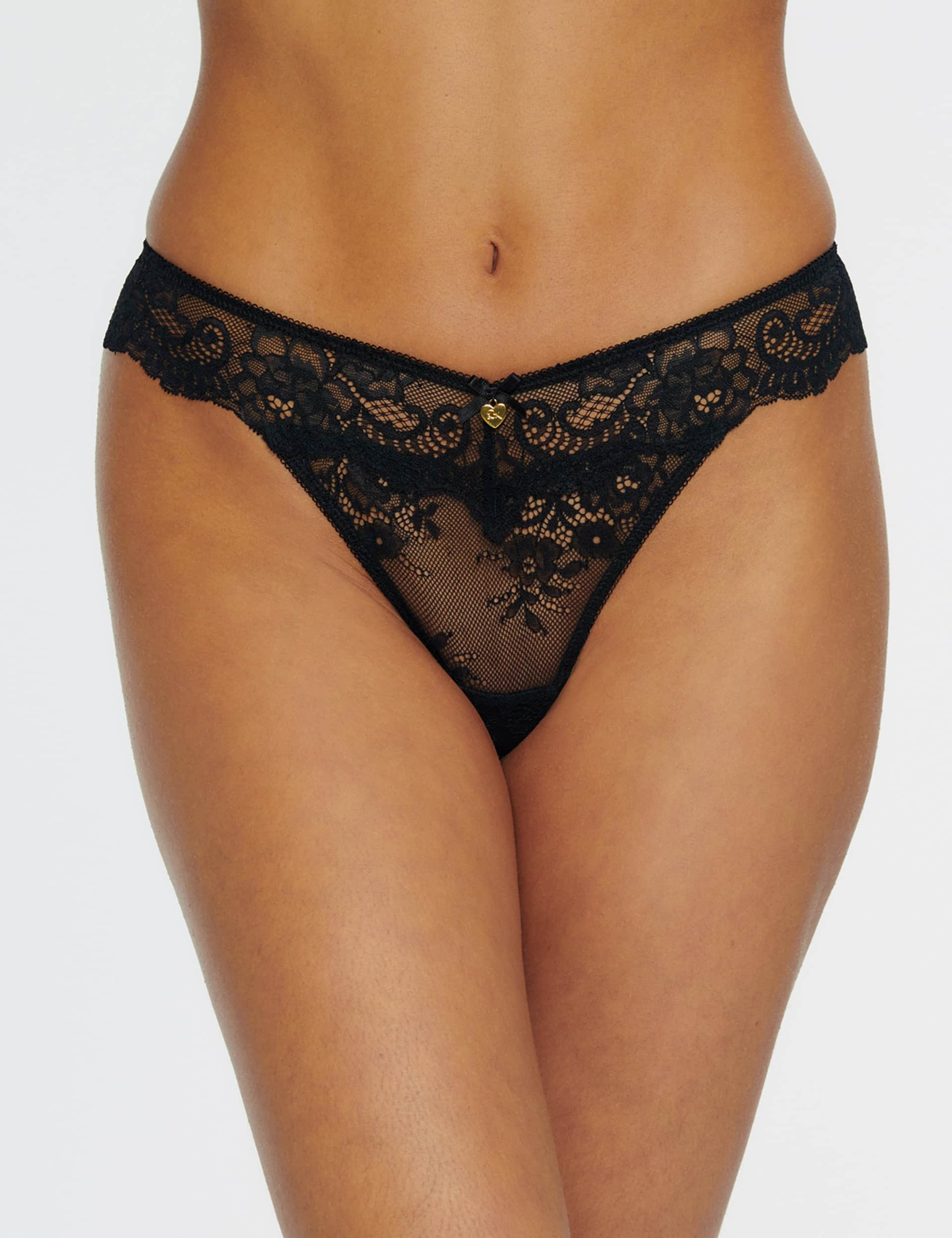 Boux Avenue Women's Amber Lace Thong - 14 - Black, Black