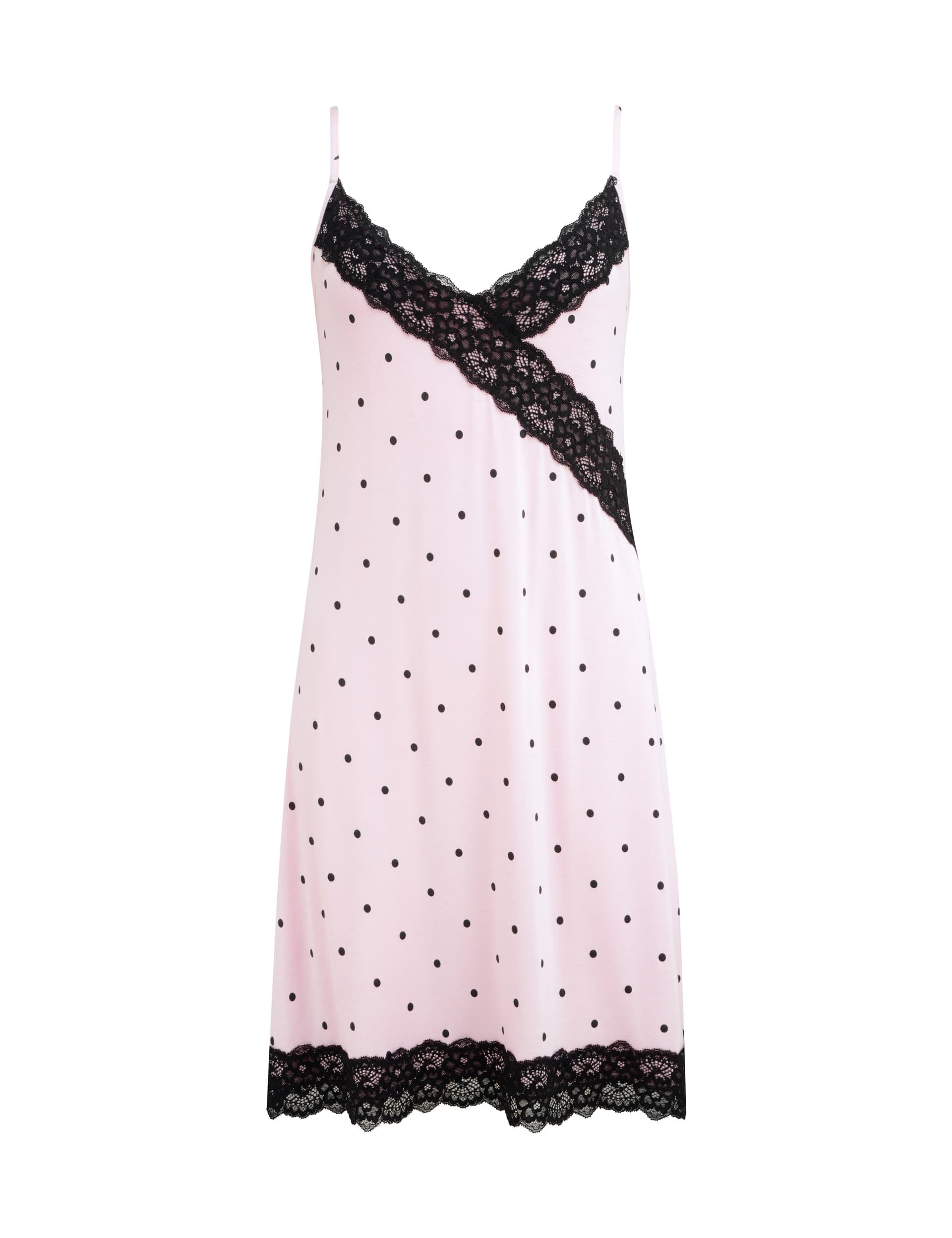 Pour Moi Women's Sofa Loves Lace Jersey Polka Dot Hidden Support Chemise - 12 - Blush, Blush