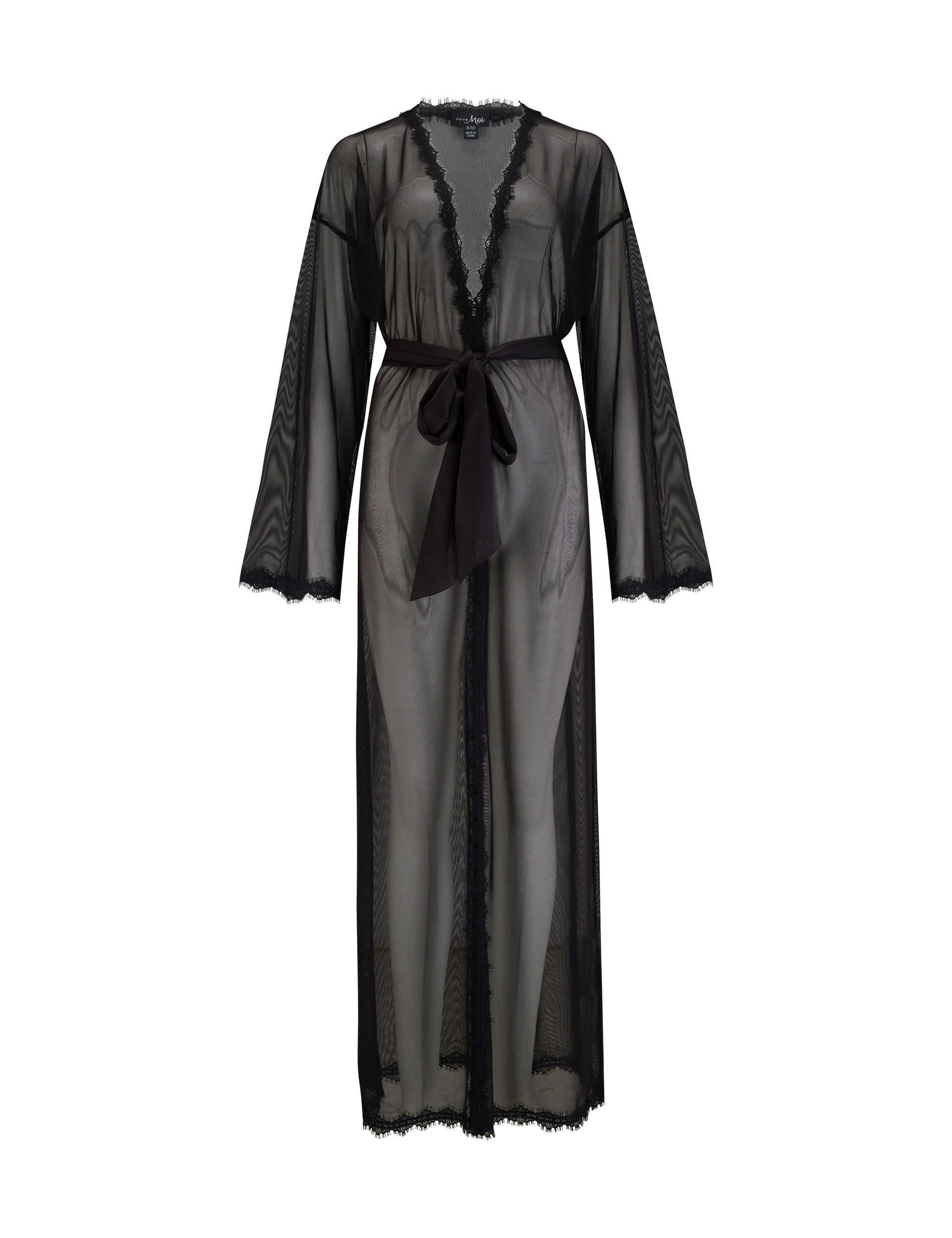 Pour Moi Women's Boudoir Mesh Dressing Gown - 8-10 - Black, Black