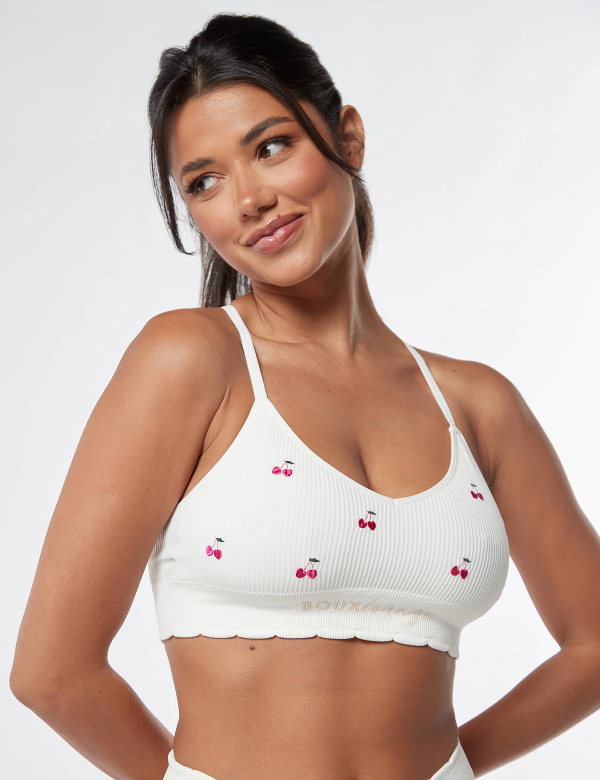 Boux Avenue Women's Cherry Embroidered Bralette - Ivory Mix, Ivory Mix