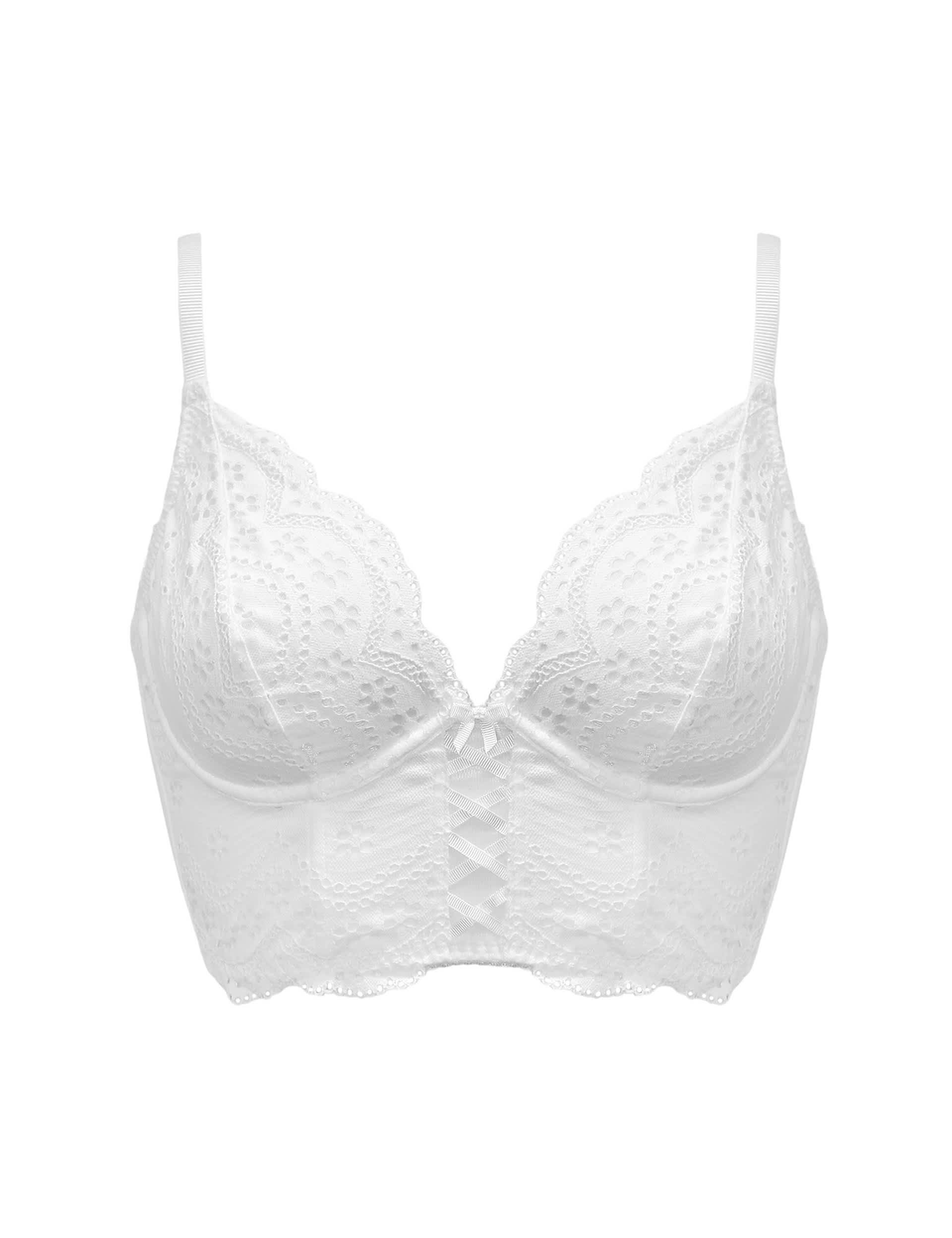 Pour Moi Women's Swoon Embroidery Wired Bustier B-FF - 36E - White, Lemon,White