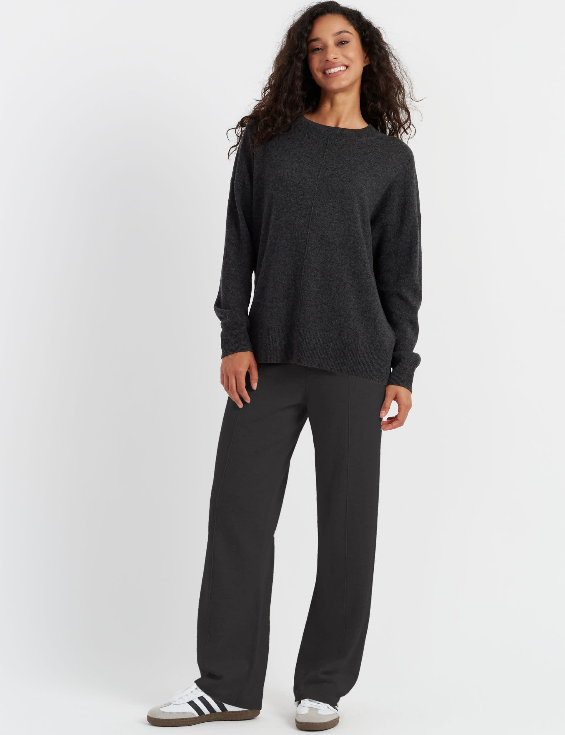 Chinti & Parker Women's Wool Rich with Cashmere Relaxed Jumper - Charcoal, Dark Aubergine,Oatmeal,De