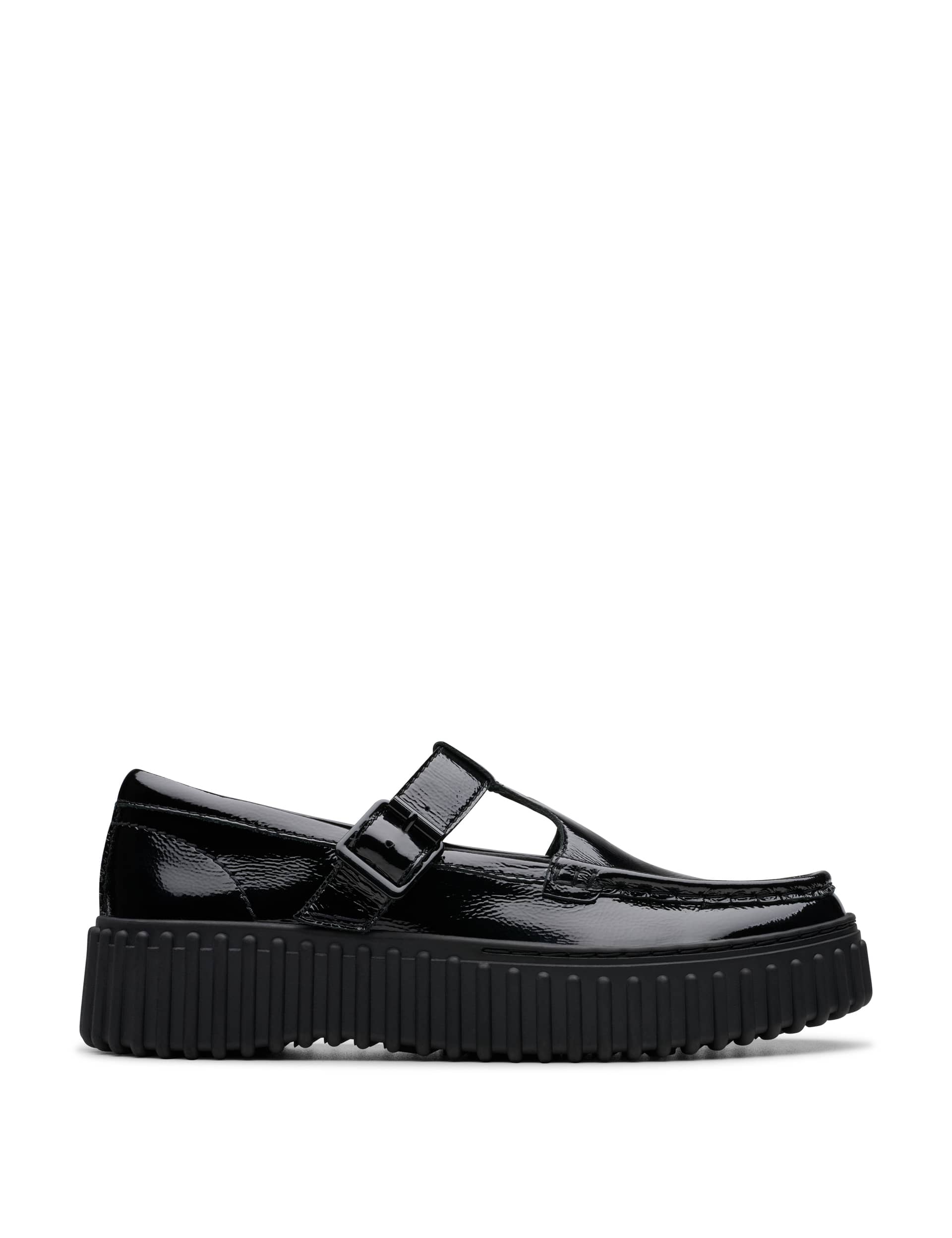 Clarks Women's Leather Patent Buckle Flatform Pumps