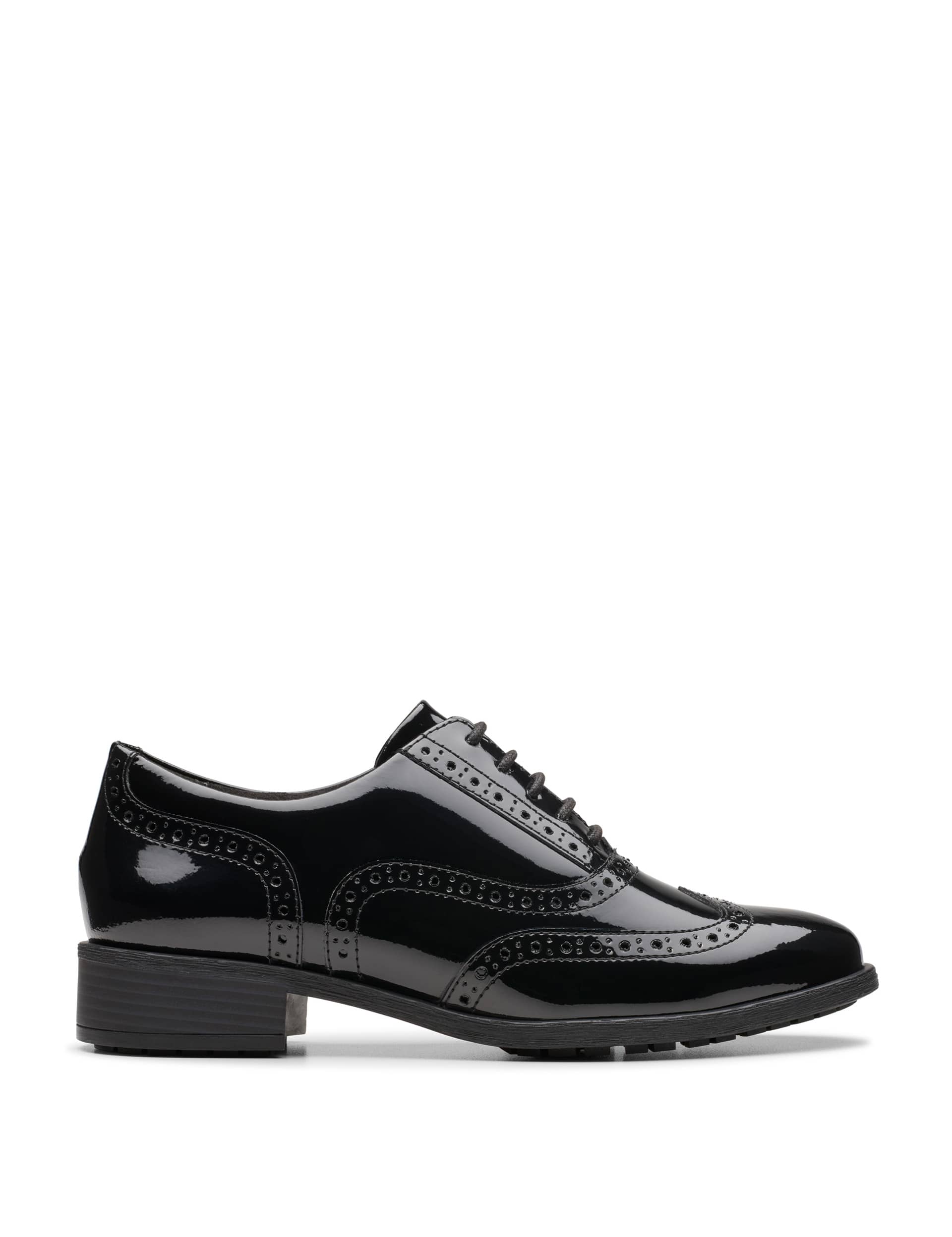 Clarks Women's Patent Leather Brogues - 5.5 - Black, Black