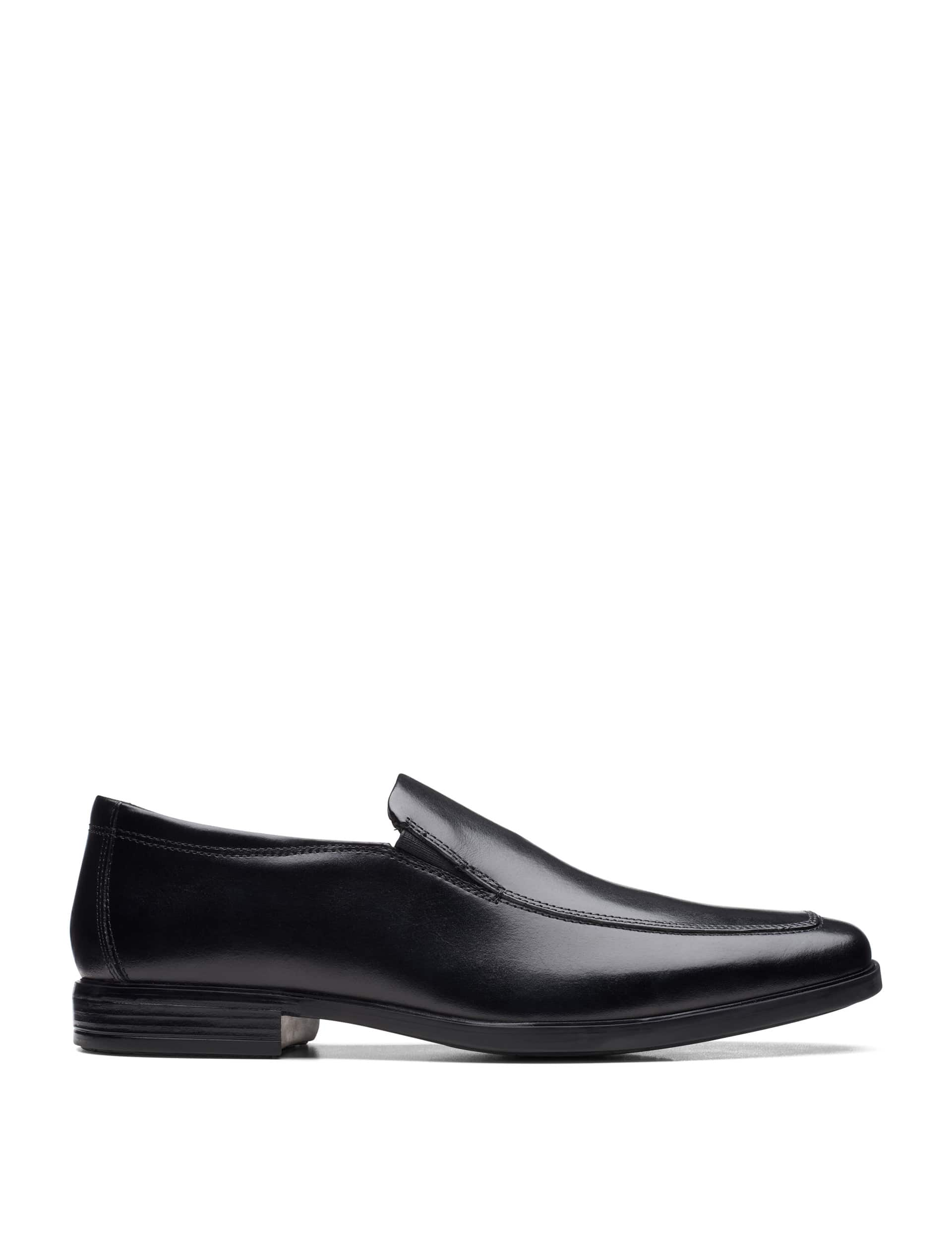 Clarks Men's Leather Slip-On Loafers - 10 - Black, Black