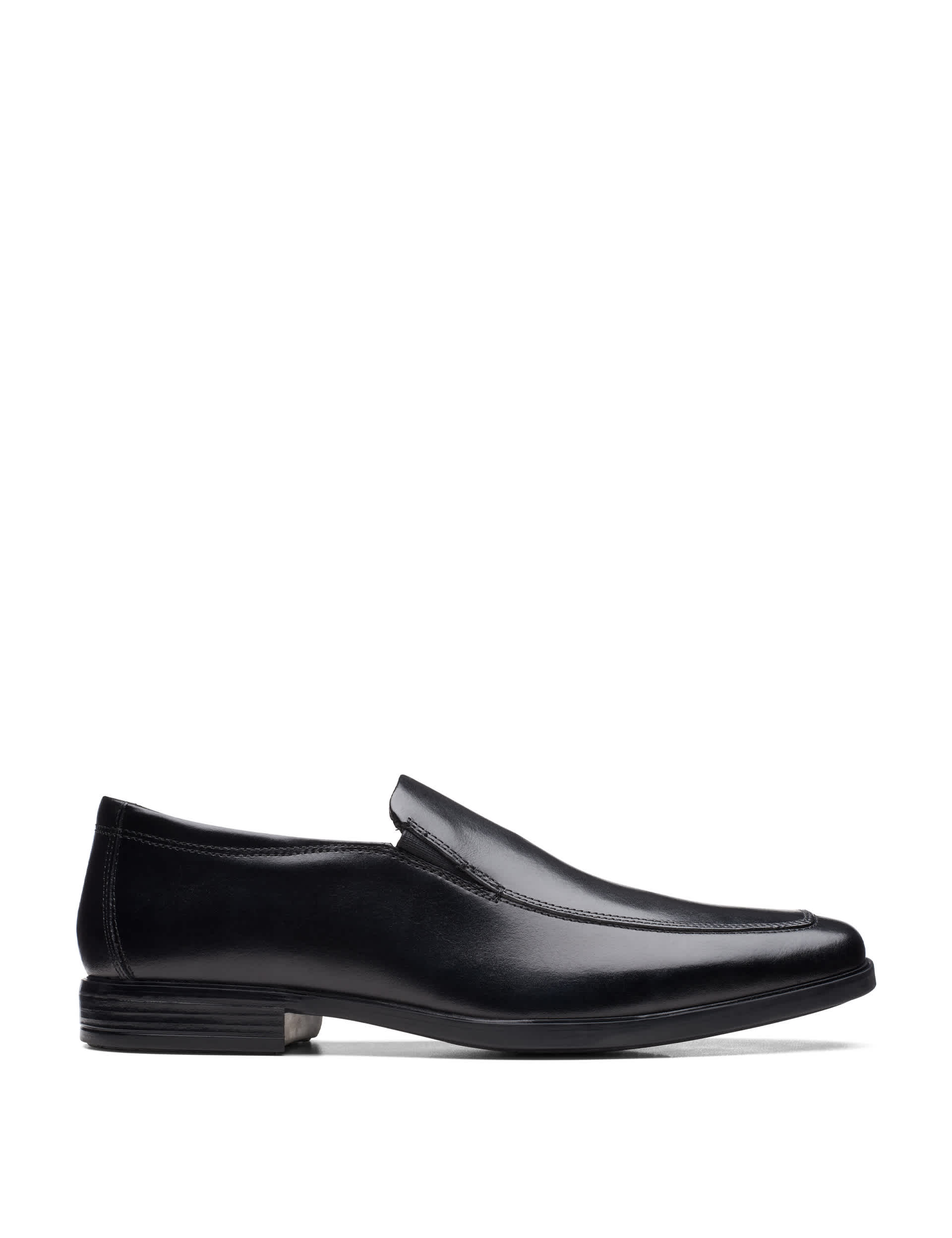 Clarks Men's Wide Fit Leather Slip-On Loafers - 8 - Black, Black