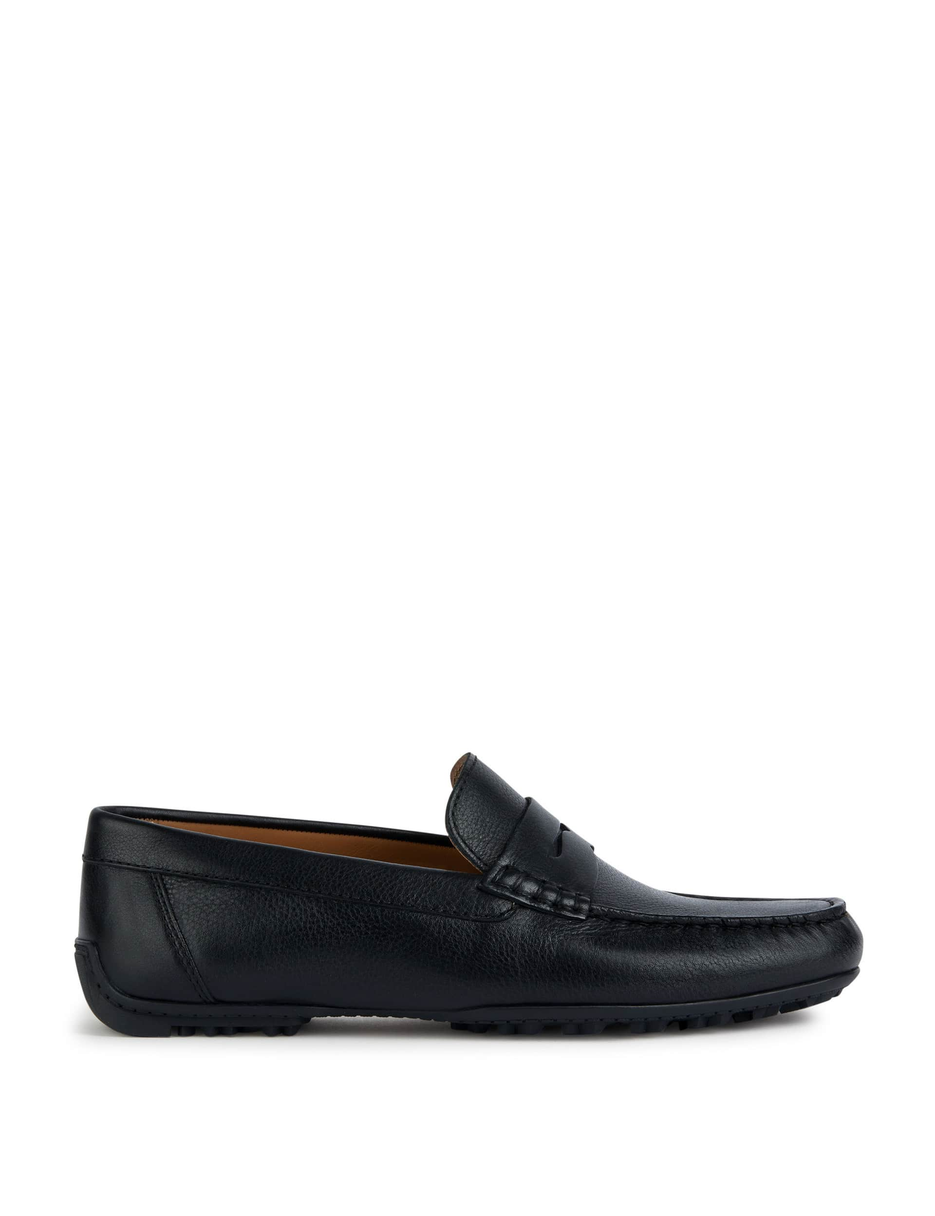 Geox Men's Wide Fit Leather Loafers - 7.5 - Black, Black