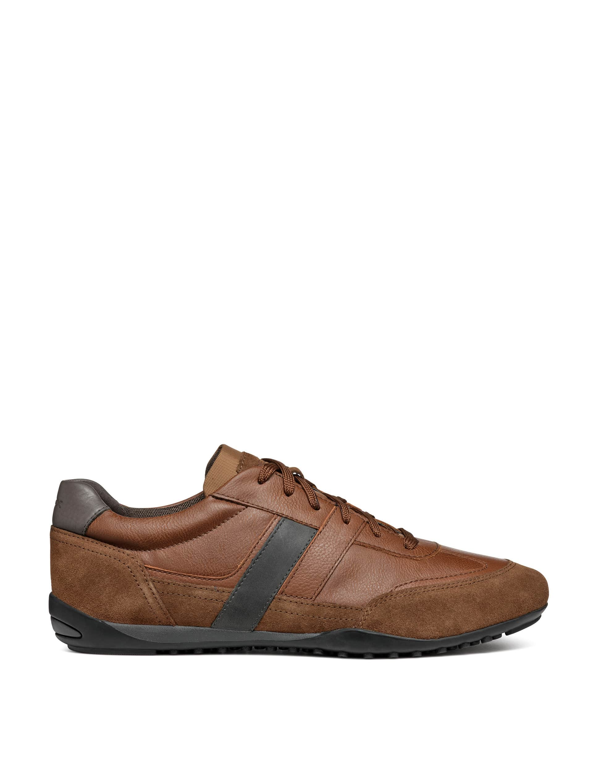 Geox Men's Leather & Suede Lace-Up Trainers - 9 - Brown, Brown,Black